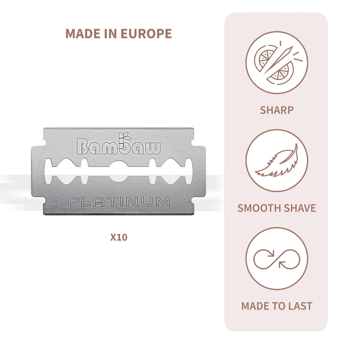 Bambaw - Razor set for women and men, includes 1 safety razor for women with stand, 10 double-sided blades & 1 apricot shaving soap. Sustainable gifts for women and men.