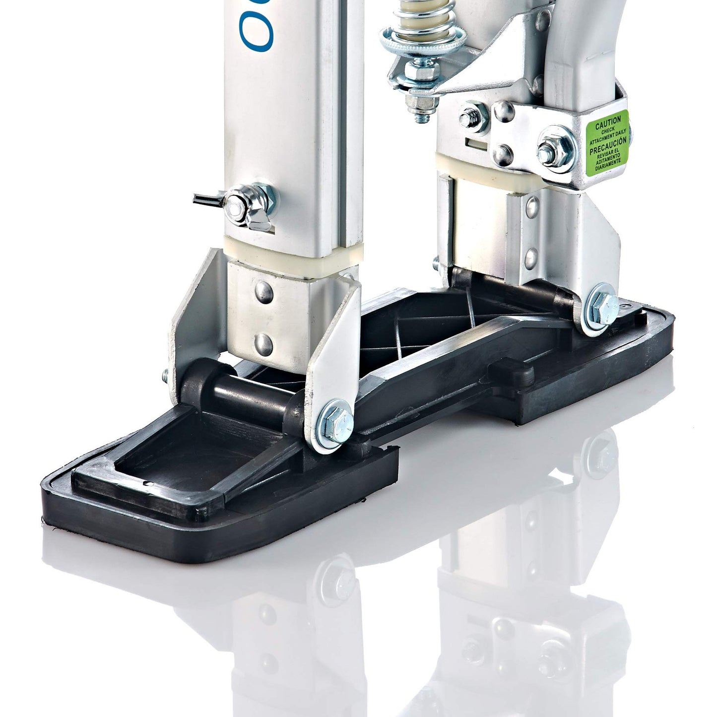 Installoo Consumer-Line Aluminum Drywall Stilts for professional drywall work. Adjustable stilts suitable for farmers, builders, and painters. Adjustable height with 4 springs ranging from 60-100 cm. Size XL.
