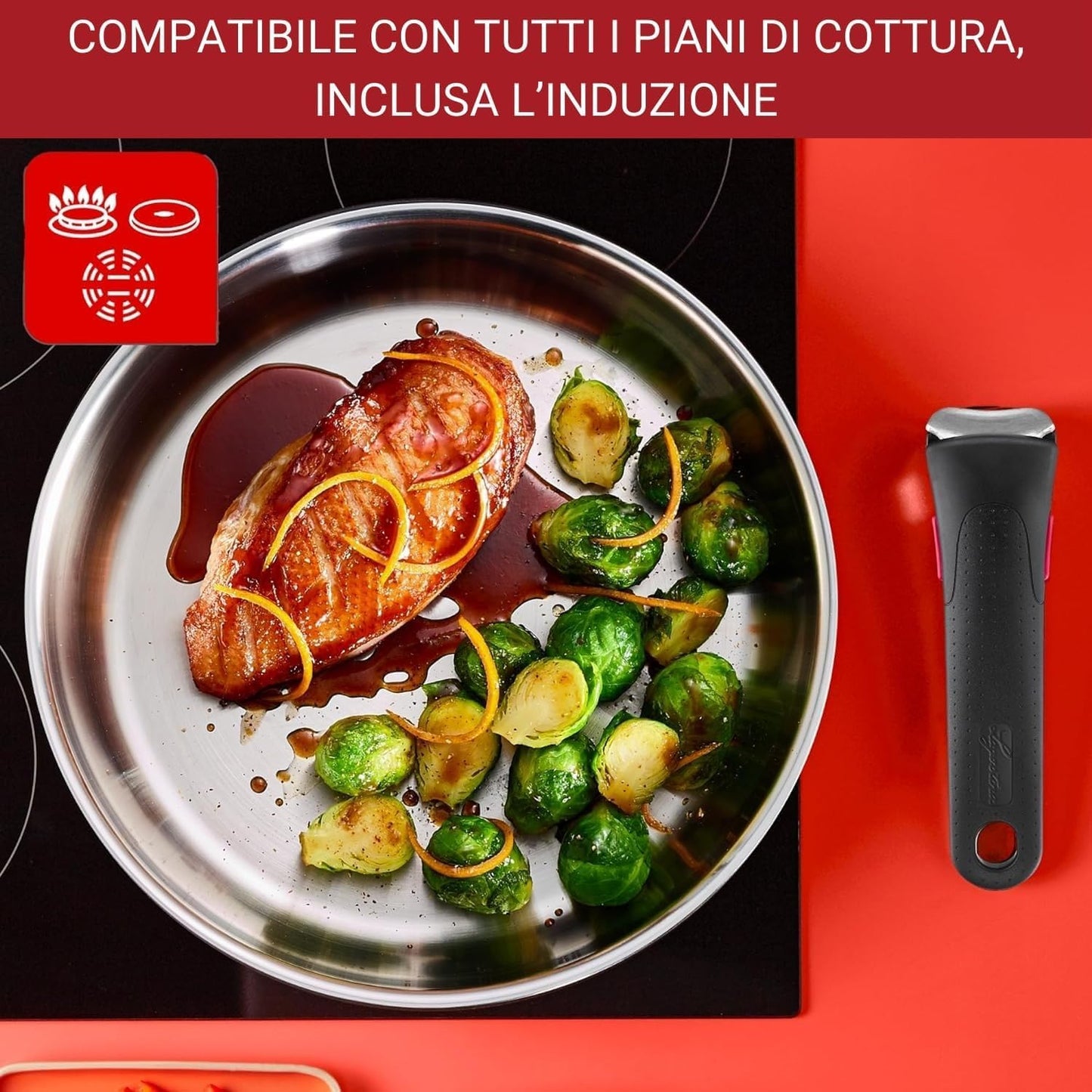 Lagostina Ingenio INOX pot and pan set for induction, stainless steel 18/10, gray, 20 pieces.