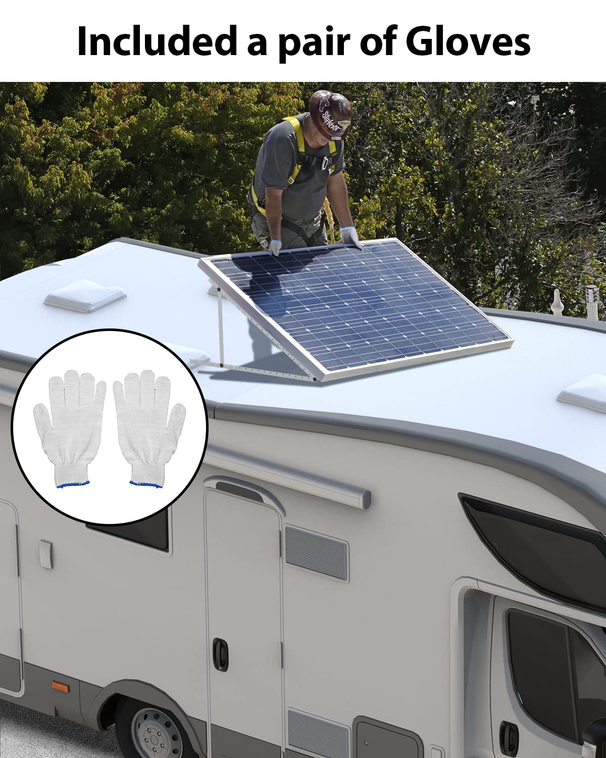4pcs Solar Panel Mounting Bracket 104cm Stouchi 41'' Balcony Solar Power PV Mounts Adjustable Angle Aluminum Alloy 100W-600W Solar Holder for Flat Roof Balcony RV Yacht Mounting Stand