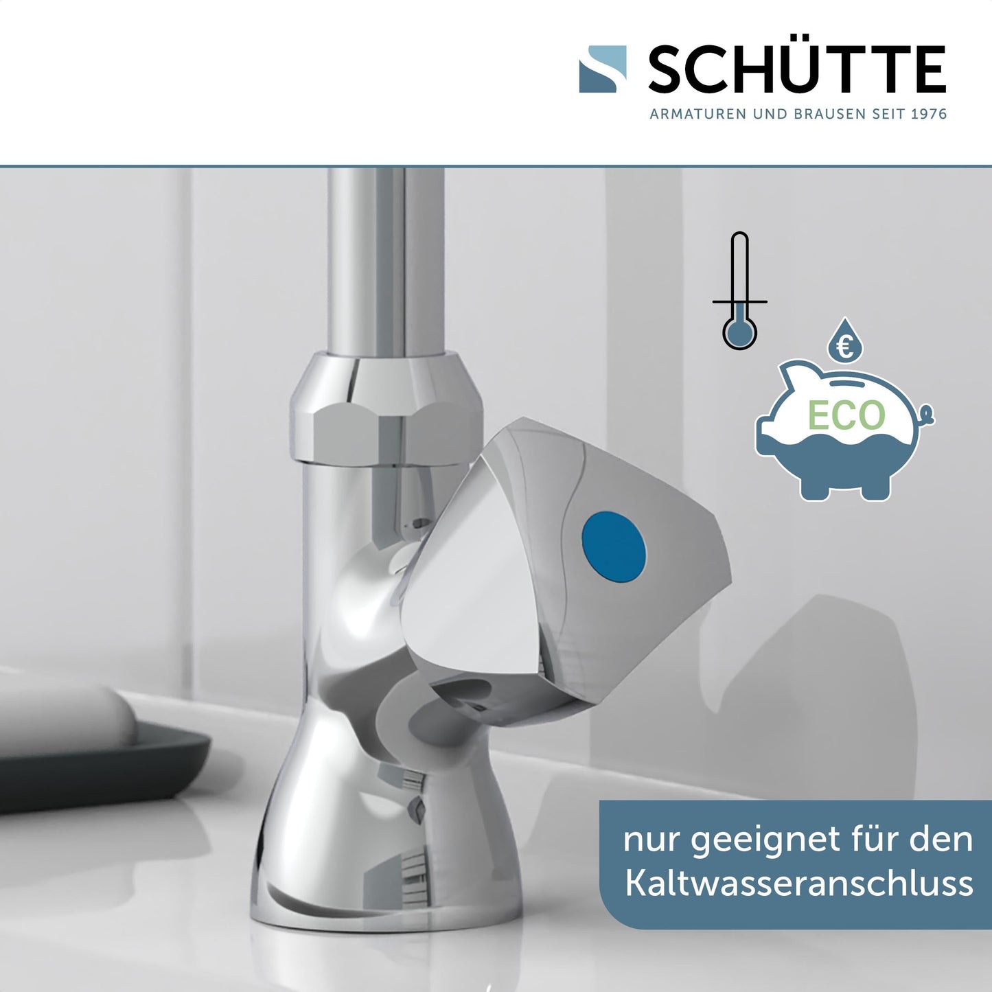 Pour cold water tap CARNEO, faucet, bathroom faucet for cold water only, swiveling stand valve, 37970, chrome