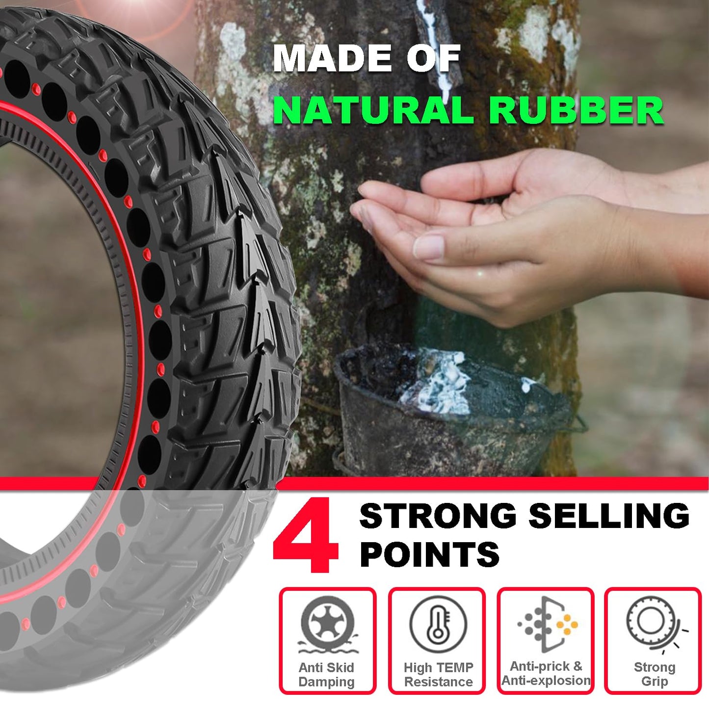 Monuary 2-pack E-scooter tires 50/75-6.1 Tubeless solid rubber tires, also suitable for sizes 8.5 x 2.0 and 8 1/2 x 2. Puncture-proof, no maintenance required.