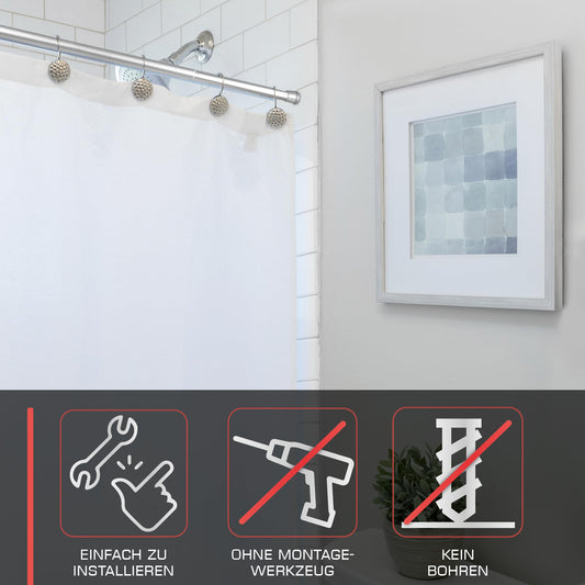 bomoe shower curtain rod without drilling 115-200 cm infinitely extendable - telescopic rod for clamping black tension rod without drilling non-slip clamping rod curtain rod without drilling - Neptune