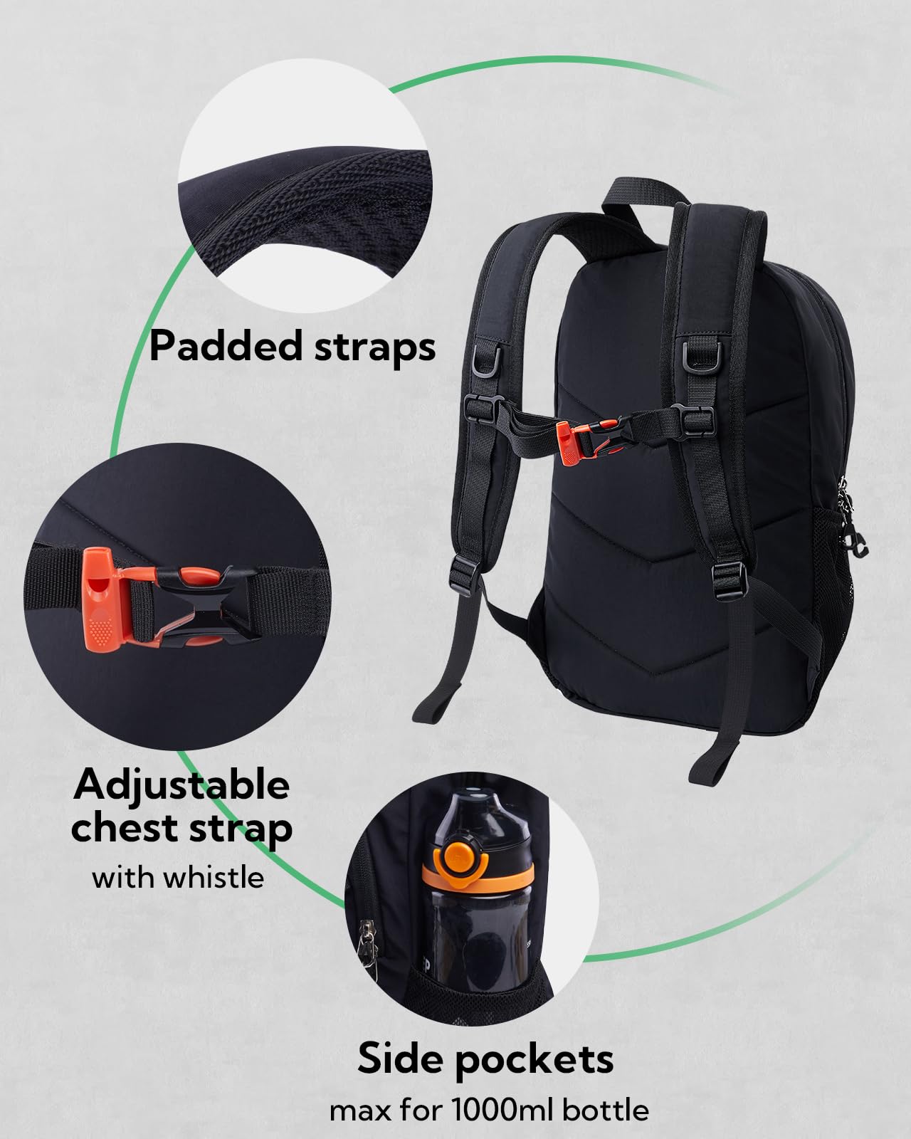 WATERFLY small backpack hiking backpack 12L: Lightweight daypack mini sports backpack outdoor daypack with detachable chest strap for hiking travel camping biking men women