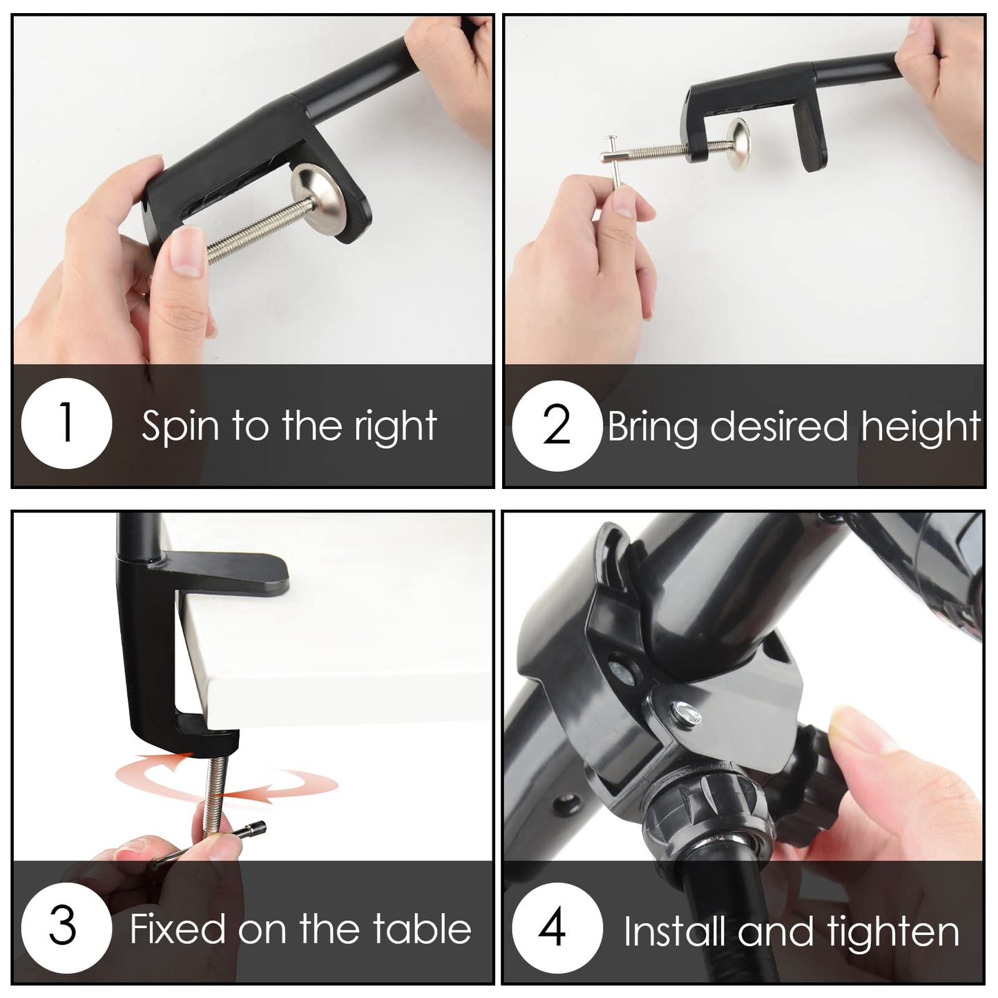 Linkidea hands-free hair dryer holder made of stainless steel, adjustable hair dryer holder for dog and pet grooming, for the desk (black)
