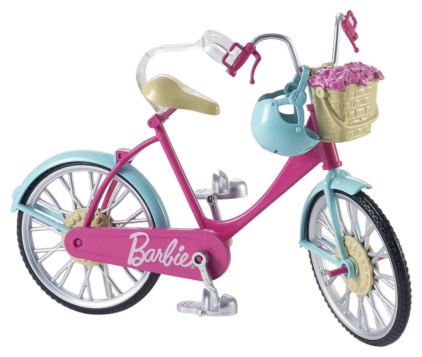 Barbie bike, bike with flower basket, moving wheels, pink bike doll, doll, gift for children, toy from 3 years, DVX55