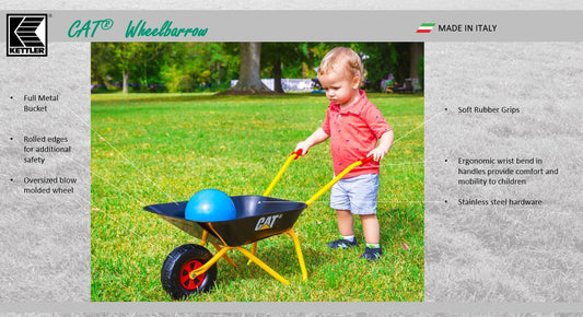 Rolly Toys Caterpillar Children's Wheelbarrow (CAT Wheelbarrow; Metal bowl; Plastic handles; Children from 2.5 years) 271818