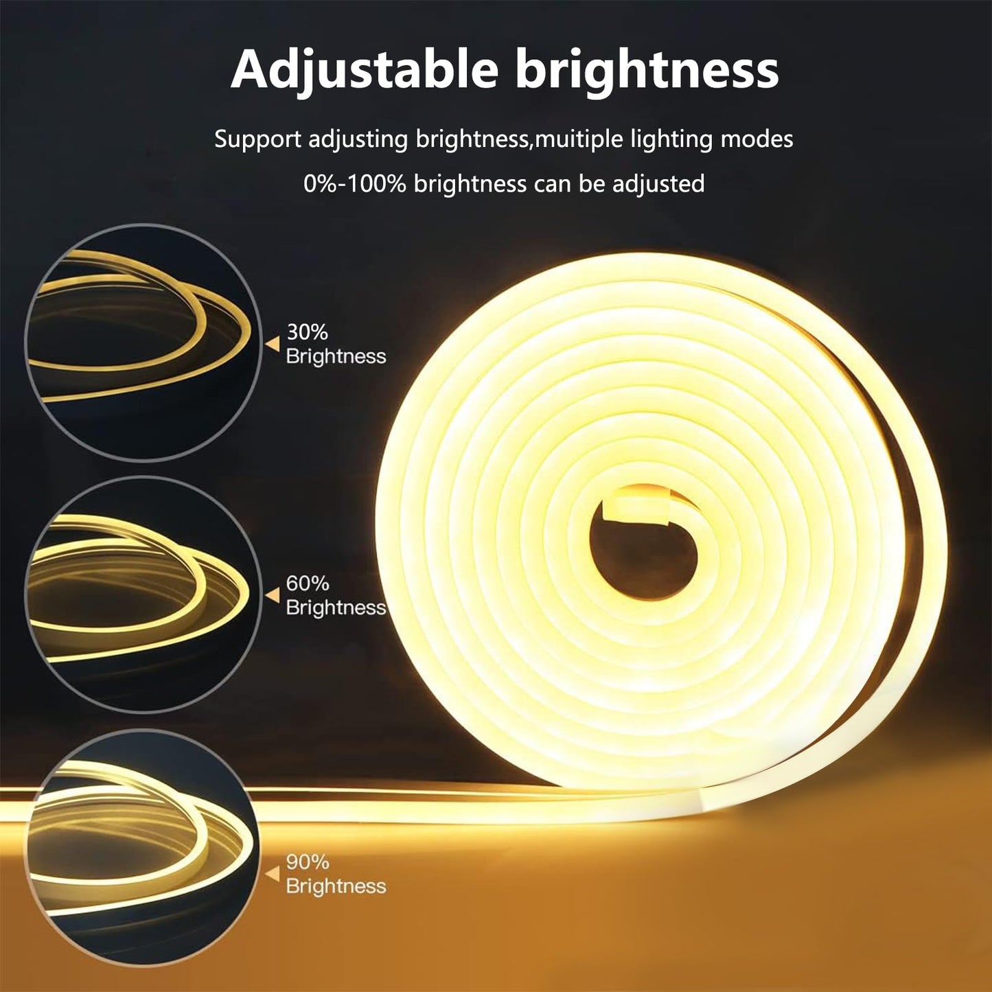 TVLIVE Neon LED Strip 10M, Warm White Neon LED Strip 10M Dimmable 24V, IP67 Waterproof Neon LED Tape DIY Flexible, LED Light Strip Diffusion Silicone, LED Bar for Indoor Outdoor Bedroom Home Kitchen Bar