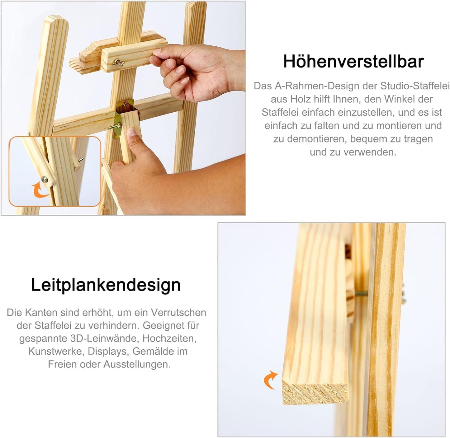 MorNon 2pcs Wood Easel Large Studio Easel Adjustable Tripod Easel Field Easel Wooden Easel Canvas Stand for Kids and Adults