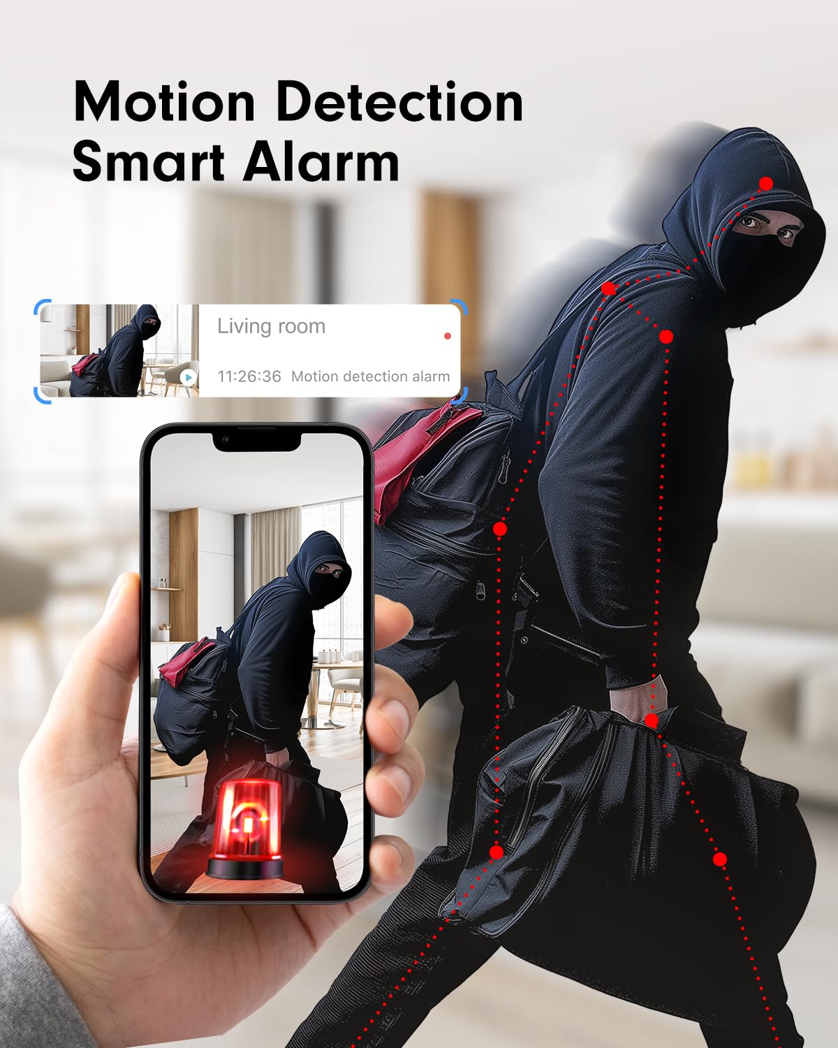 Mini Surveillance Camera | Free Cloud Storage & SD Card Storage | Smallest 4K HD Wifi Indoor Camera for Home Security | Night Vision, Motion Detection | 3000mAH Battery | with 32GB Memory Card
