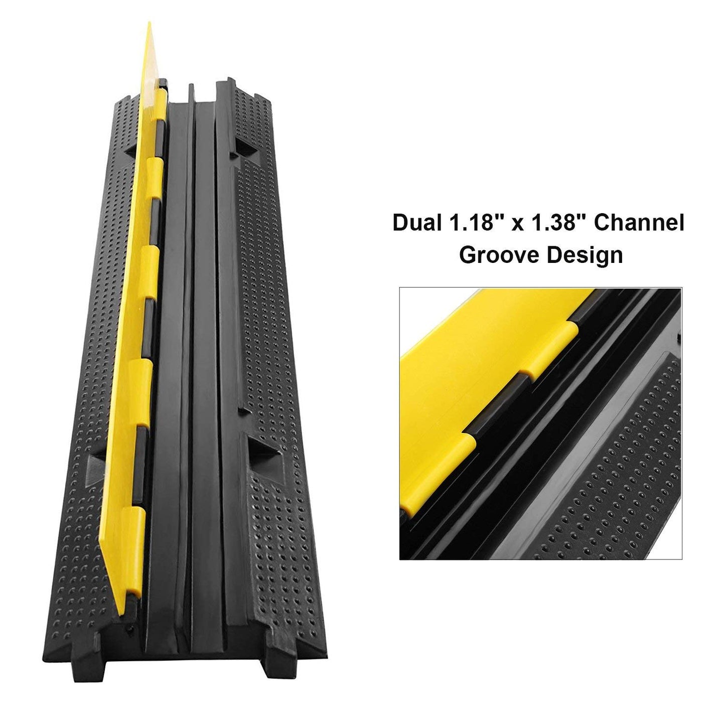 2-channel cable bridge 3-piece hose bridge set crossing protection cable channel floor channel bridge ramp protector floor cable cover made of rubber