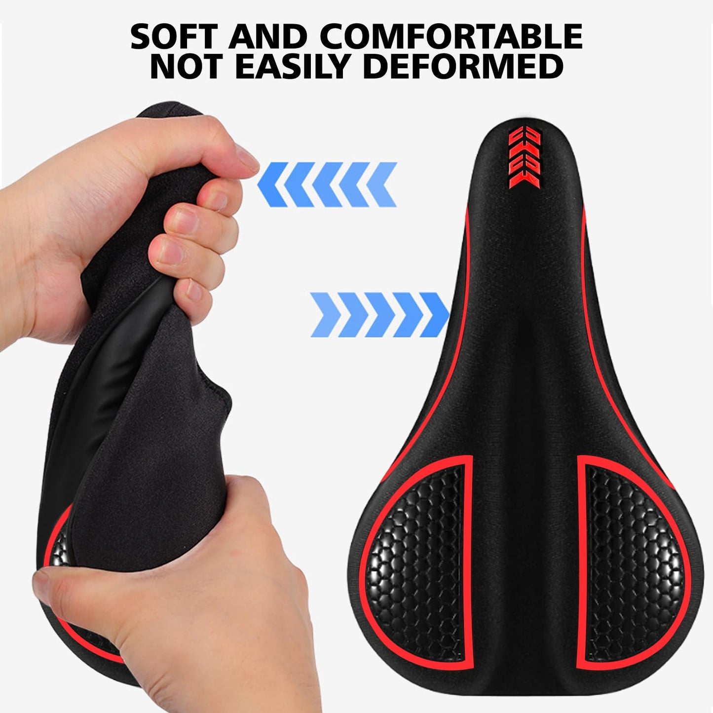 auvstar Bike Seat Cover, Bicycle Saddle Cushion, Ergonomic Gel Bike Saddle Cover for Women/Men, Seat Cover with Rain Protection, Bike Gel Cover Seat Cushion Saddle Protection Soft (Red)