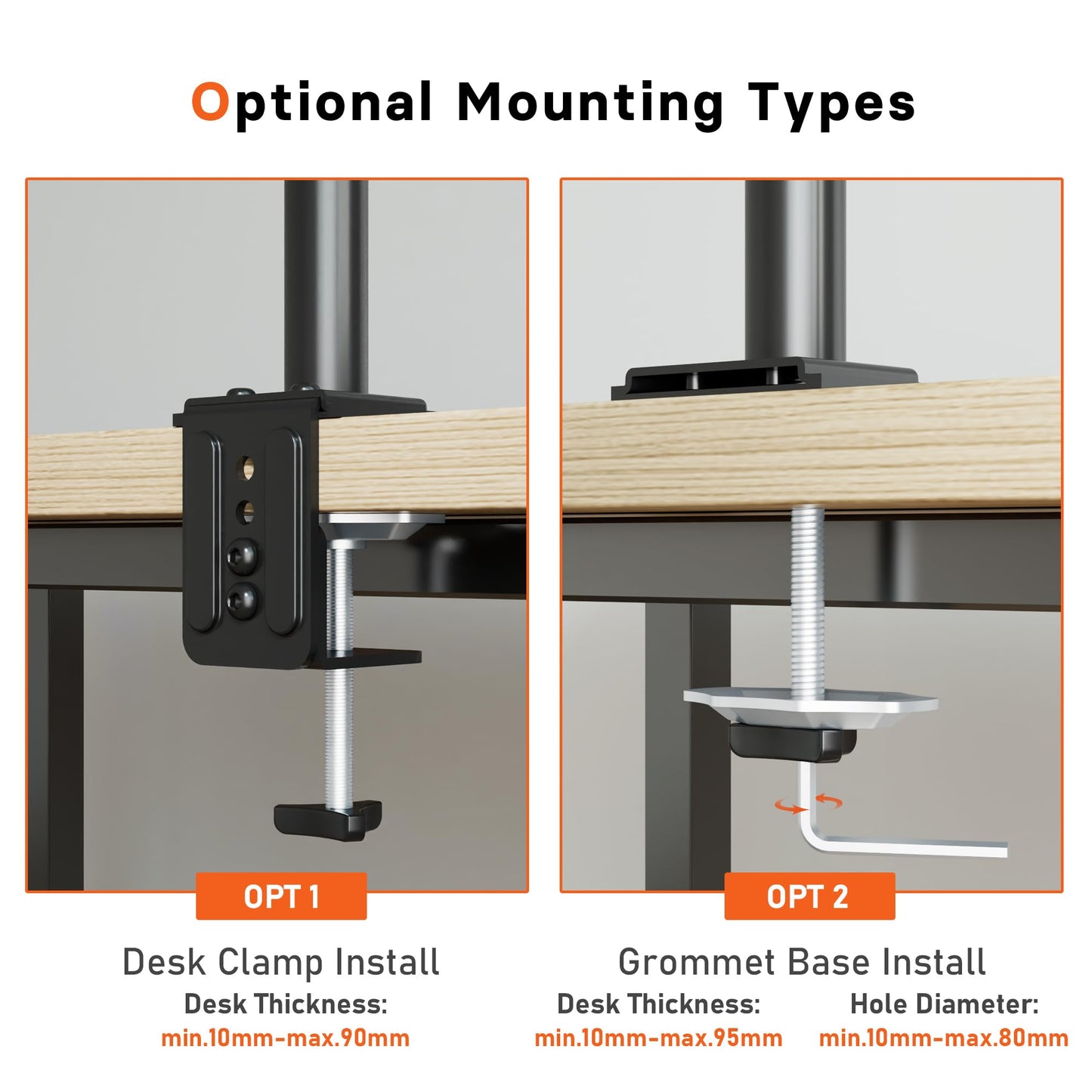 Redbat monitor arm with ventilated laptop tray, fully adjustable for 13 to 32 inch LCD LED screen & up to 16 inch notebook, 2 mounting options, tilt, swivel & rotate