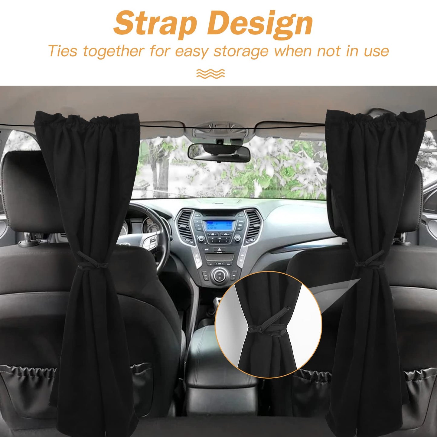 ZATOOTO Car Curtain Interior, Suede Window Blackout Sunshade for Car Front Rear Side Windows, Removable Magnetic Camping Curtain, compatible with automobiles (Black)
