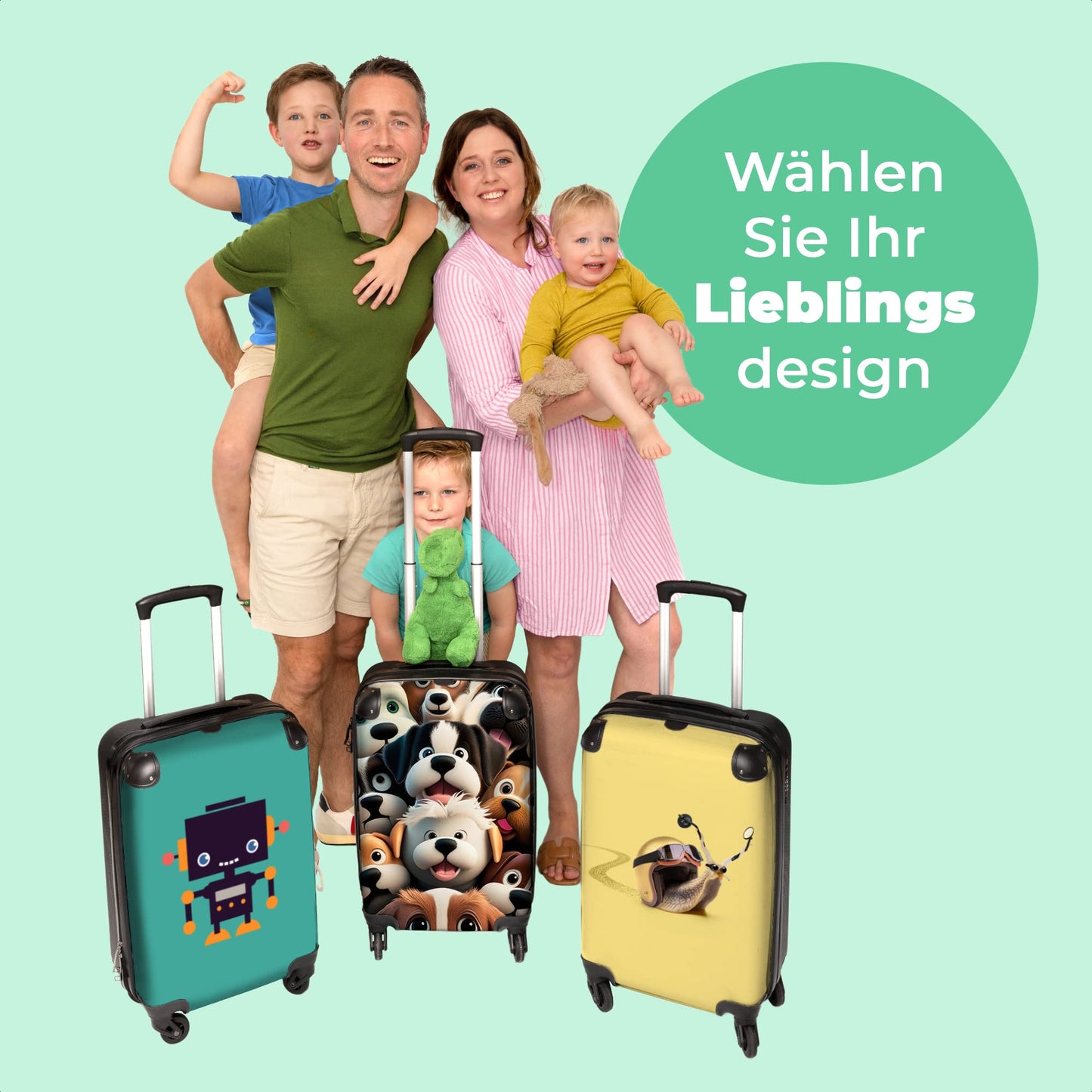 NoBoringSuitcases.com® Children's Suitcase Kids Trolley, Travel Trolley - Dog - Animals - Pattern - Brown - Kids Luggage Suitcase small, Carry-on Trolley 55x40x20