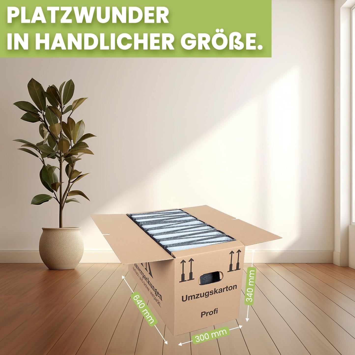 2 double-walled moving boxes, 5 pieces | Extra sturdy & stackable with double corrugation | Strong butterfly bottom | High load capacity | Ideal for any move