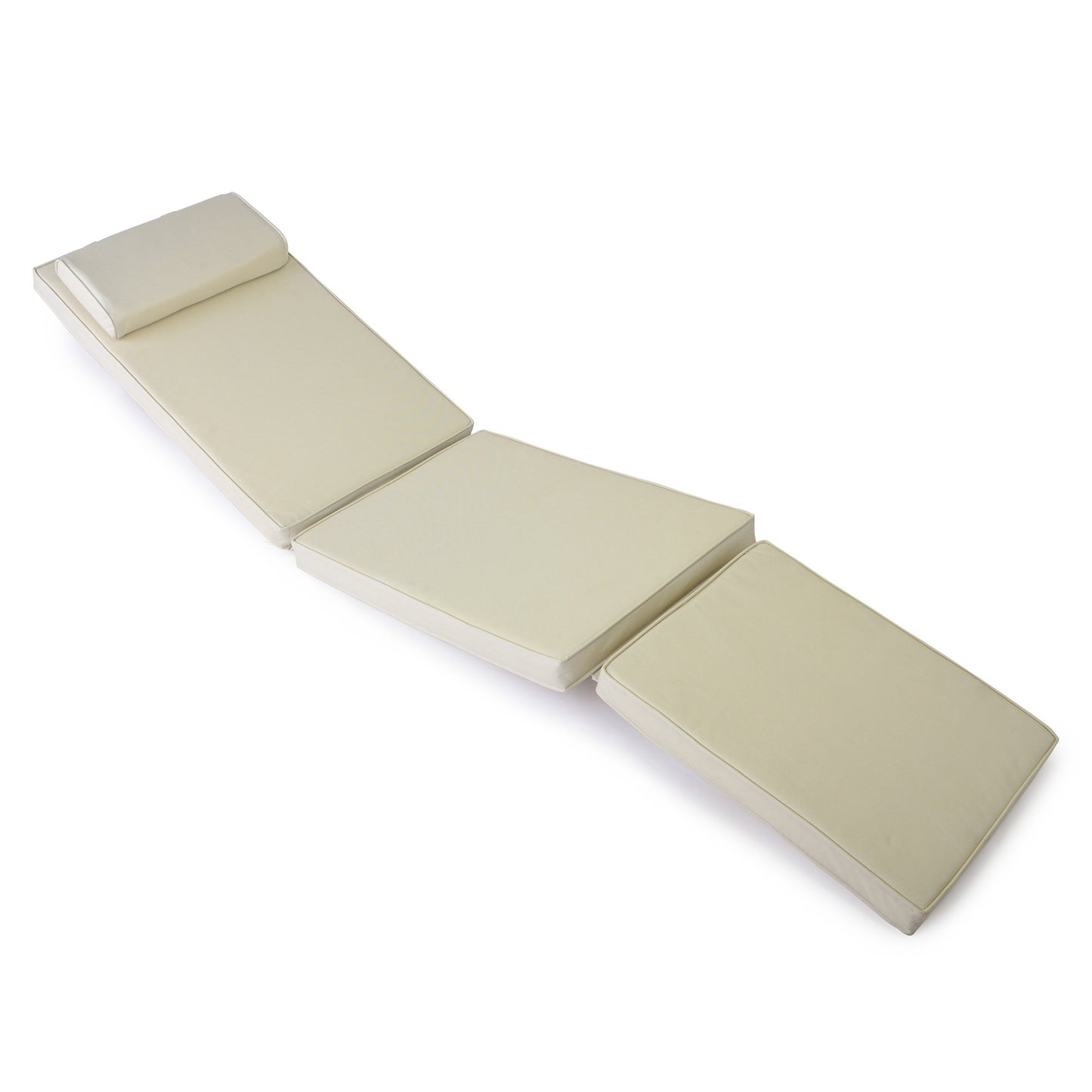High-quality seat cushion for deck chair steamer wooden lounger reclining chair folding chair sun lounger, removable footrest, thick comfortable water-repellent washable, cream