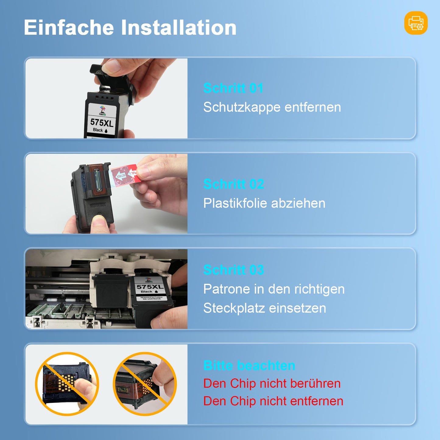 Palmtree PG-575XL CL-576XL printer cartridges are compatible with Canon 575 576 for Canon PIXMA TS3550i TS3551i TS3750i TS3751i TS3752i TR4750i TR4751i TR4755i TR4756i (1 black, 1 color)