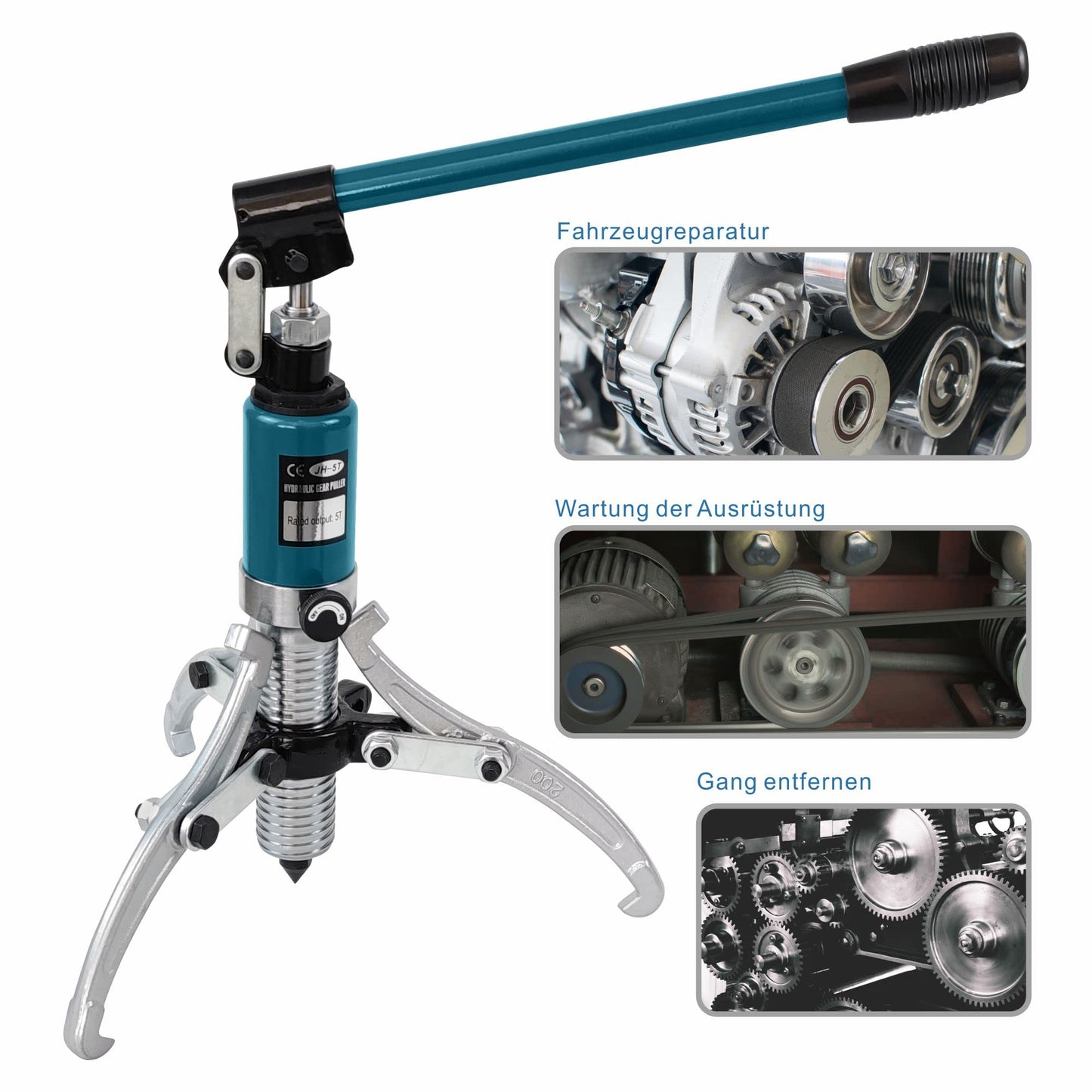 AMZCNC Hydraulic Bearing Puller Integral 10T Hydraulic Puller Kit Crankshaft Pulley Puller Suitable for Hubs/Flanges/Gears/Bearings (10 Ton Pulling Force)