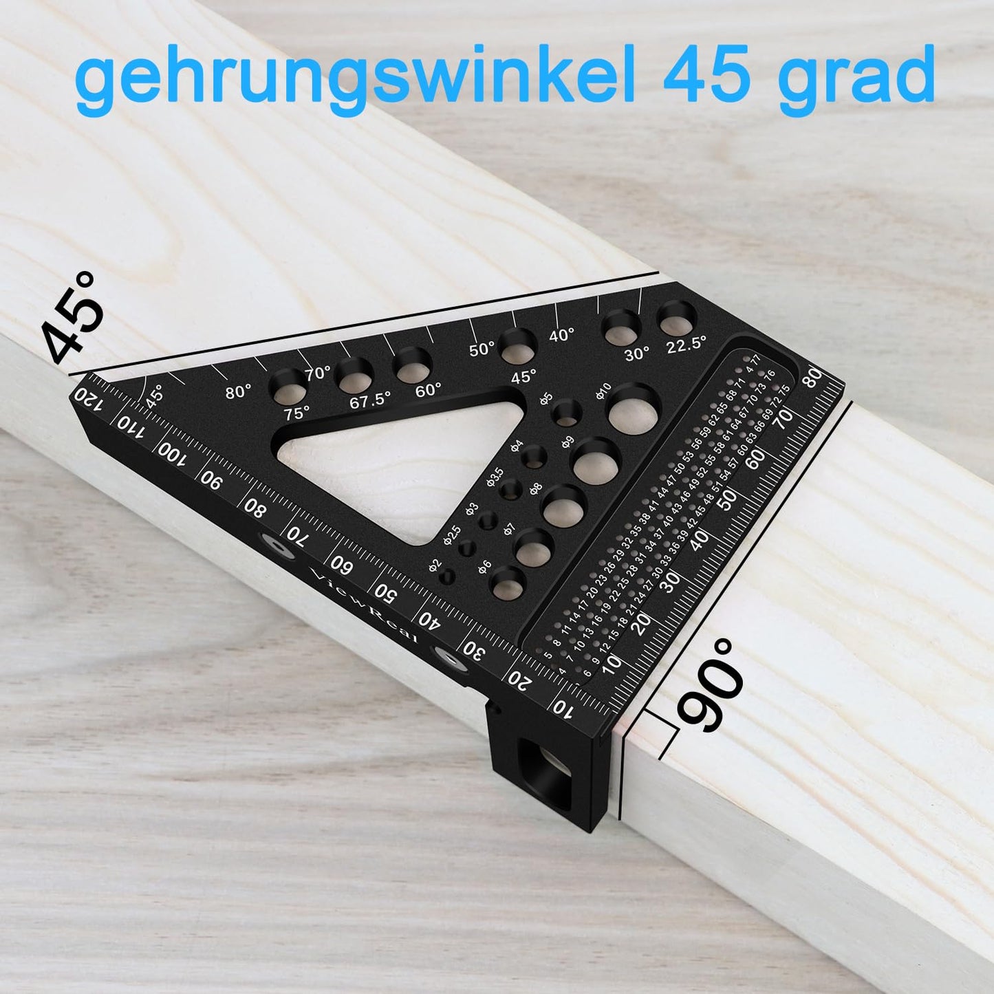 3D miter angle multifunctional 22.5-90 degree angle gauge aluminum alloy high precision layout measuring tool marking tool woodworking measuring tools for carpenters, engineers black