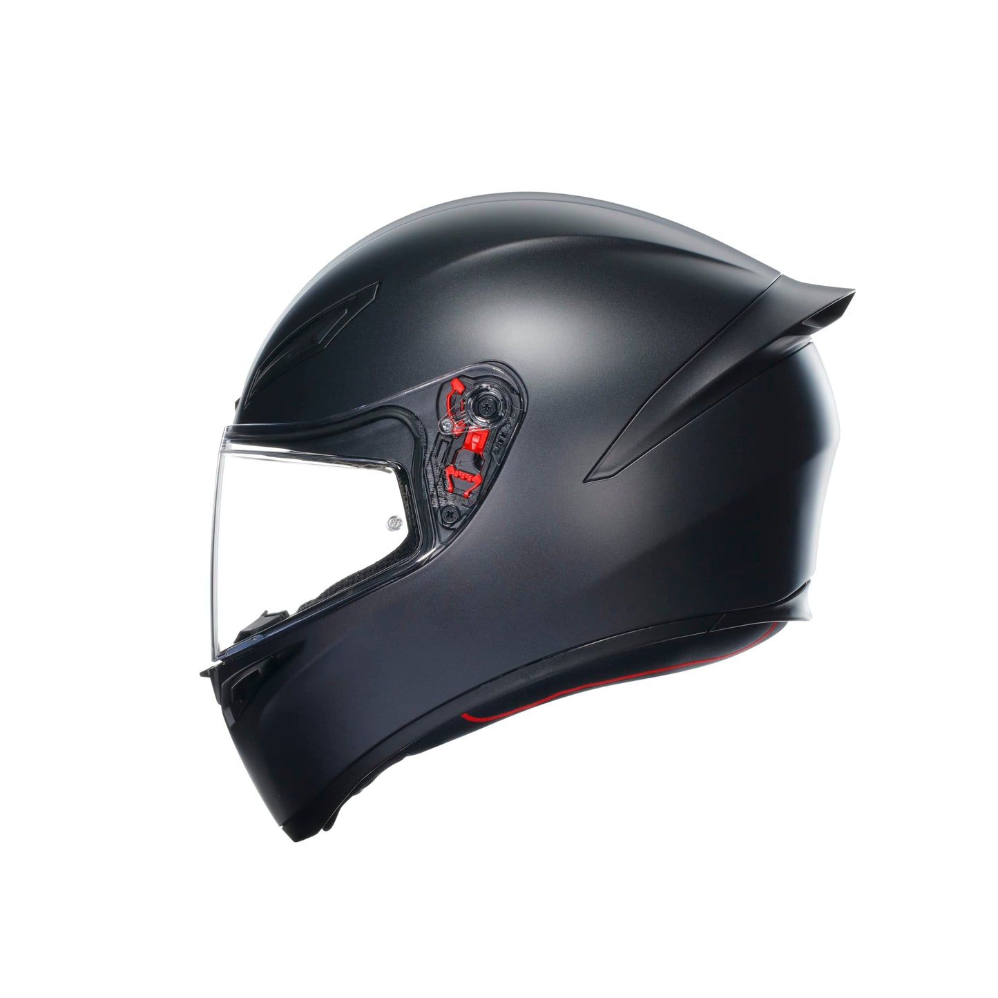 AGV - K1 S E2206 motorcycle helmet, men's ECE full-face motorcycle helmet, racing style with aerodynamic spoiler, scratch-resistant visor, 190° field of view, with intercom ready, matte black.