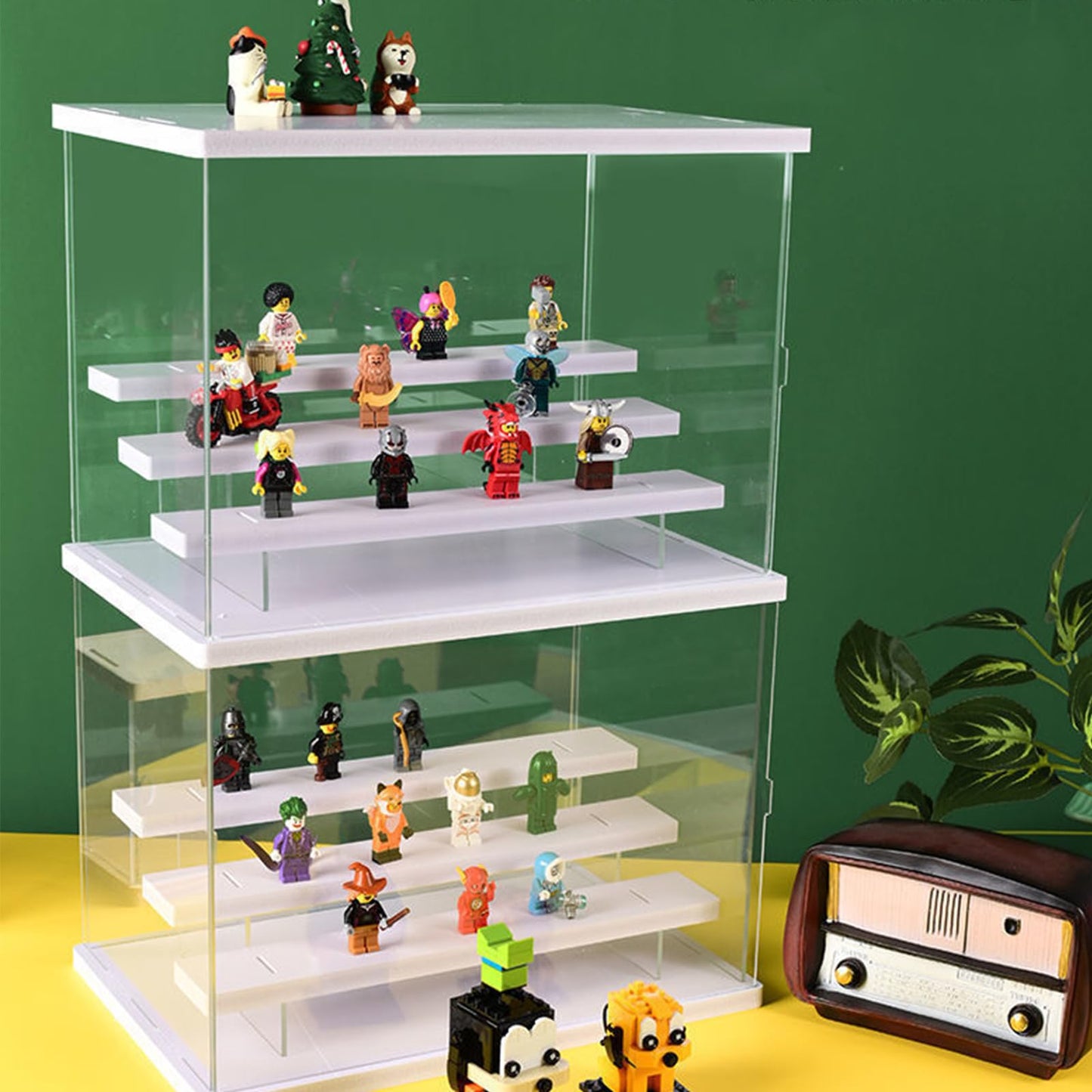 SWAWIS Acrylic Display Case Transparent Showcase Box for Lego, model cars, collectibles, mini figurines. Dustproof protection, 30.5 x 18 x 21.8 cm.