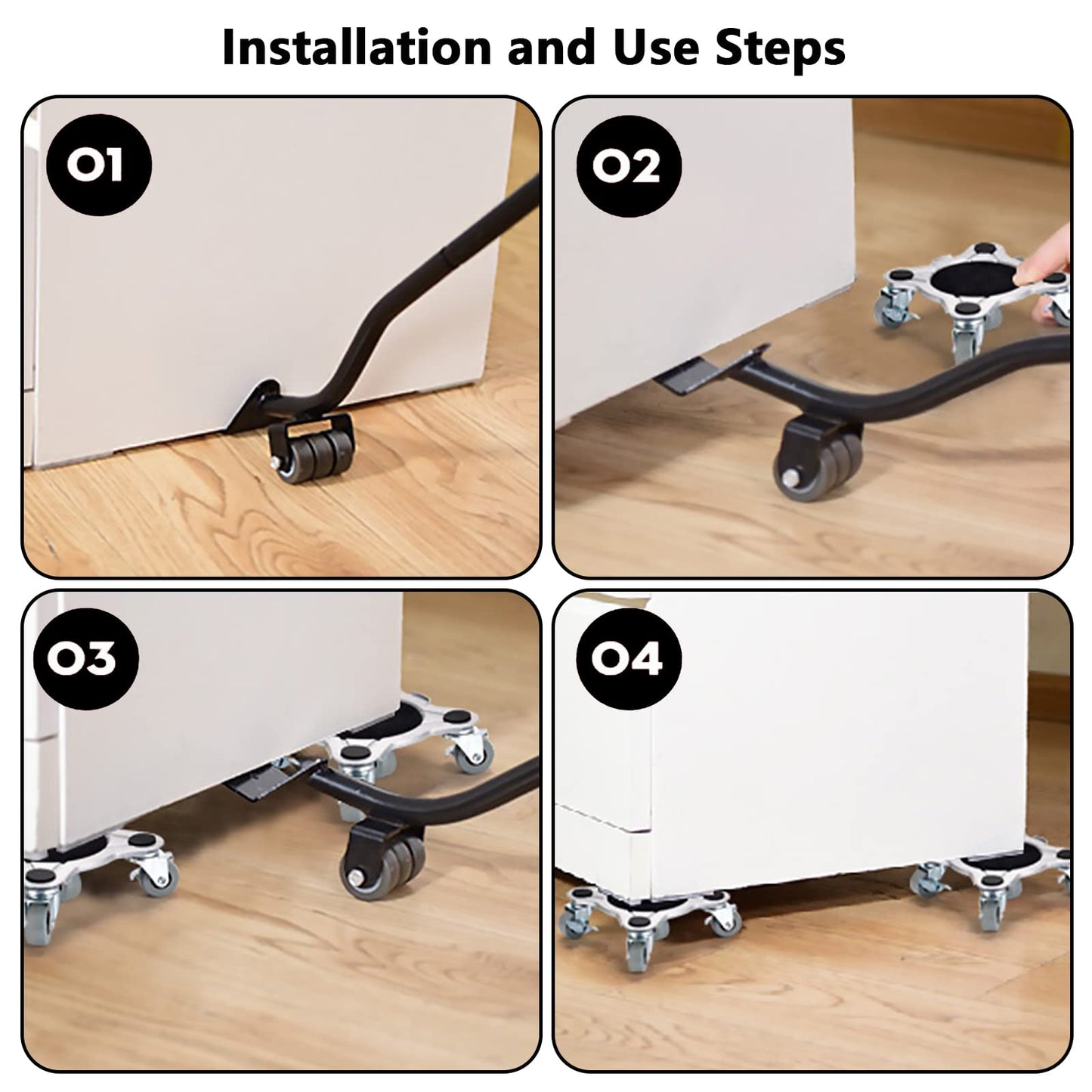 Furniture dolly transport roller, furniture lifter mover 1000kg capacity non-slip coating Heavy furniture moving tool with 4 dollies 1 lifter 2 protective covers 4 lifting pads 4 mats
