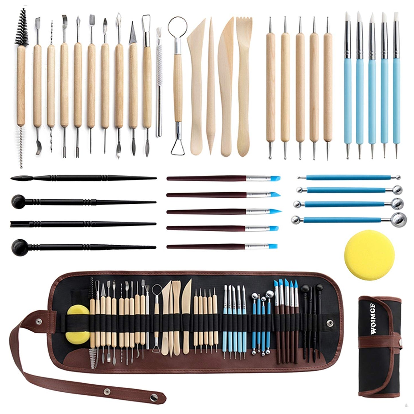 WOMGF Modeling Tool Set Pottery Tool 41 Pieces Polymer Clay Sculpting Tool Ceramic Sculpture Clay Kit for Arts and Crafts, Sculpting, Carving Art Supplies
