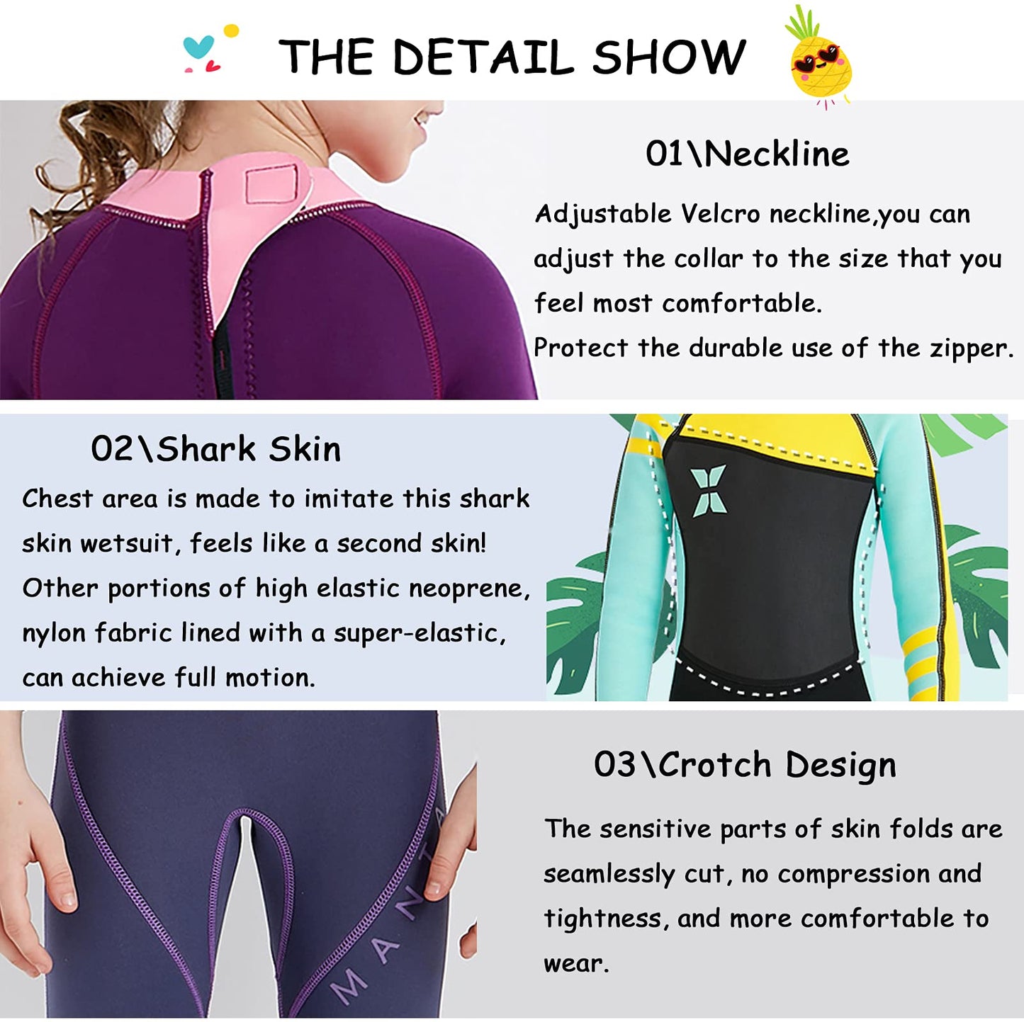NATYFLY Kids Neoprene Wetsuit 2.5mm Neoprene Thermal Swimsuit Boys Girls Long/Short Sleeve Diving Suit Back Zip One Piece Swimwear