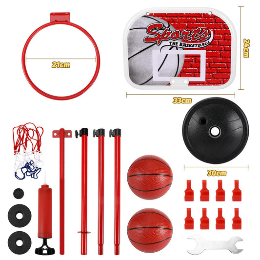 vvhippo Kids Basketball Hoop, Outdoor Basketball Hoop with 2 Basketballs and a pump, Adjustable Height Basketball Hoop, for children aged 3 to 8, for indoor and outdoor basketball hoops