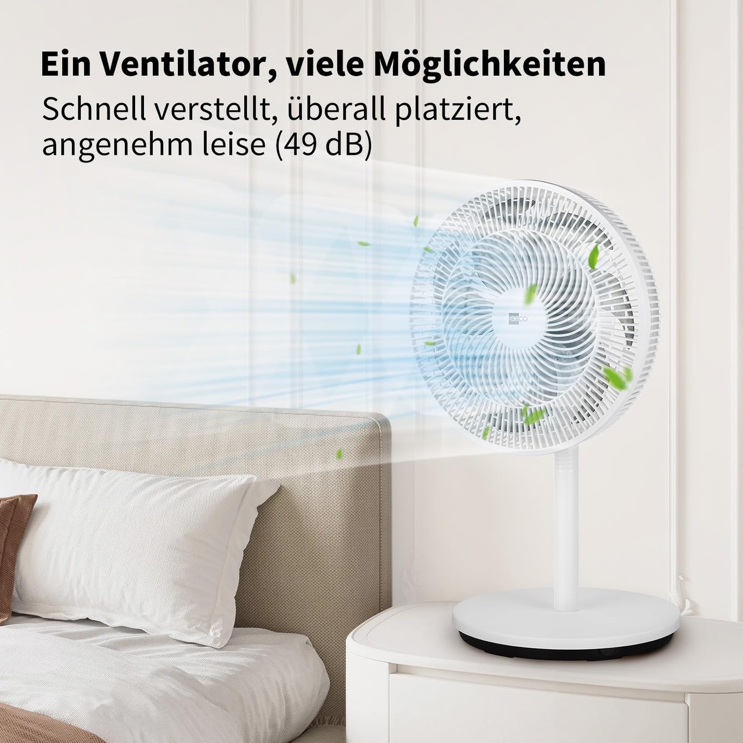aeco AirX-Flow 100 Stand Fan 2-in-1 Stand & Table Fan 3 Speed Settings Adjustable Height Oscillation 85° 55W Powerful 7-Blade Fan Circulates Air