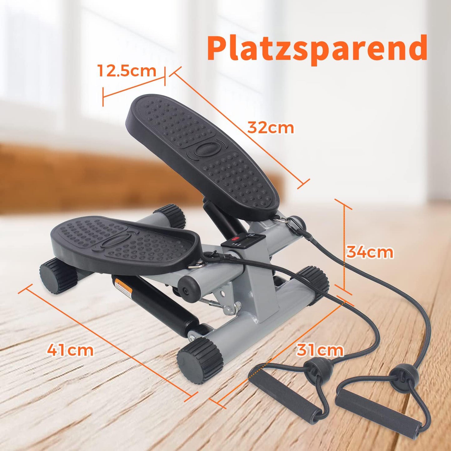 Niceday Mini Stepper for Home | Up-Down Stepper with Power Ropes | Home Trainer with LCD Display | 2 in 1 Training Device up to 100kg | Leg/Arm Trainer, Home Fitness Exercise