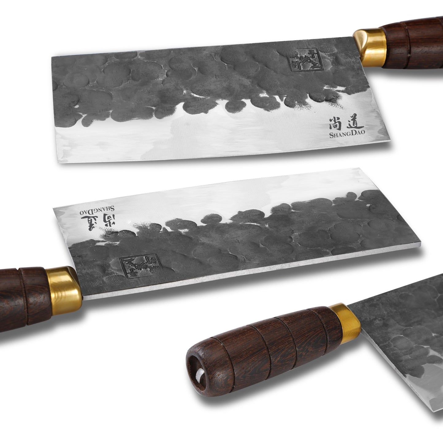 SHANGDAO cleaver, 19 cm high-performance razor-sharp butcher cleaver kitchen knife, cleaver made of carbon steel, forged blade and wooden handle