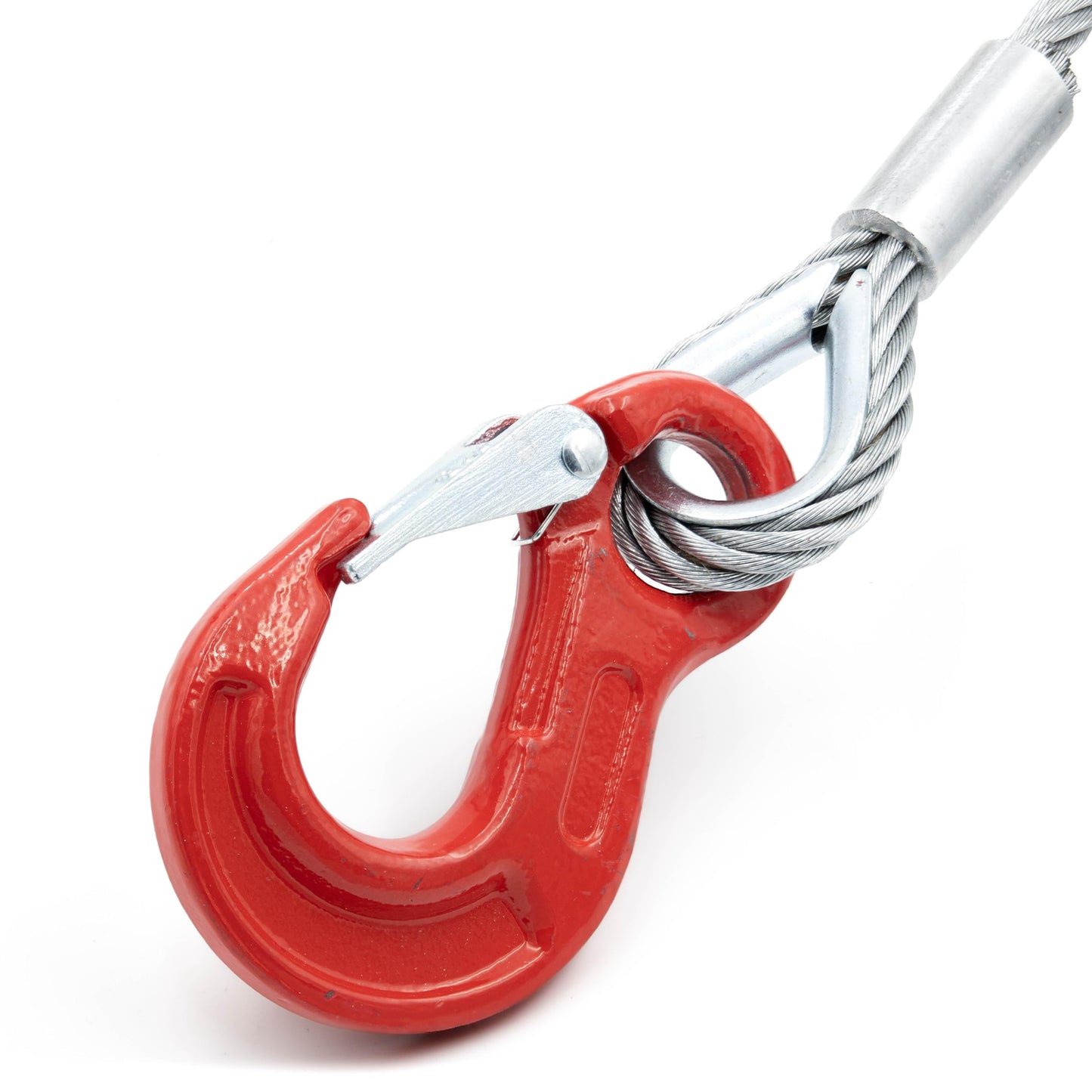 ALFA LOGISTICS Fall rope 8mm diameter 8m length with hook and eye - Wire rope with hook - Steel rope with eyes and hooks - Reliable forestry rope