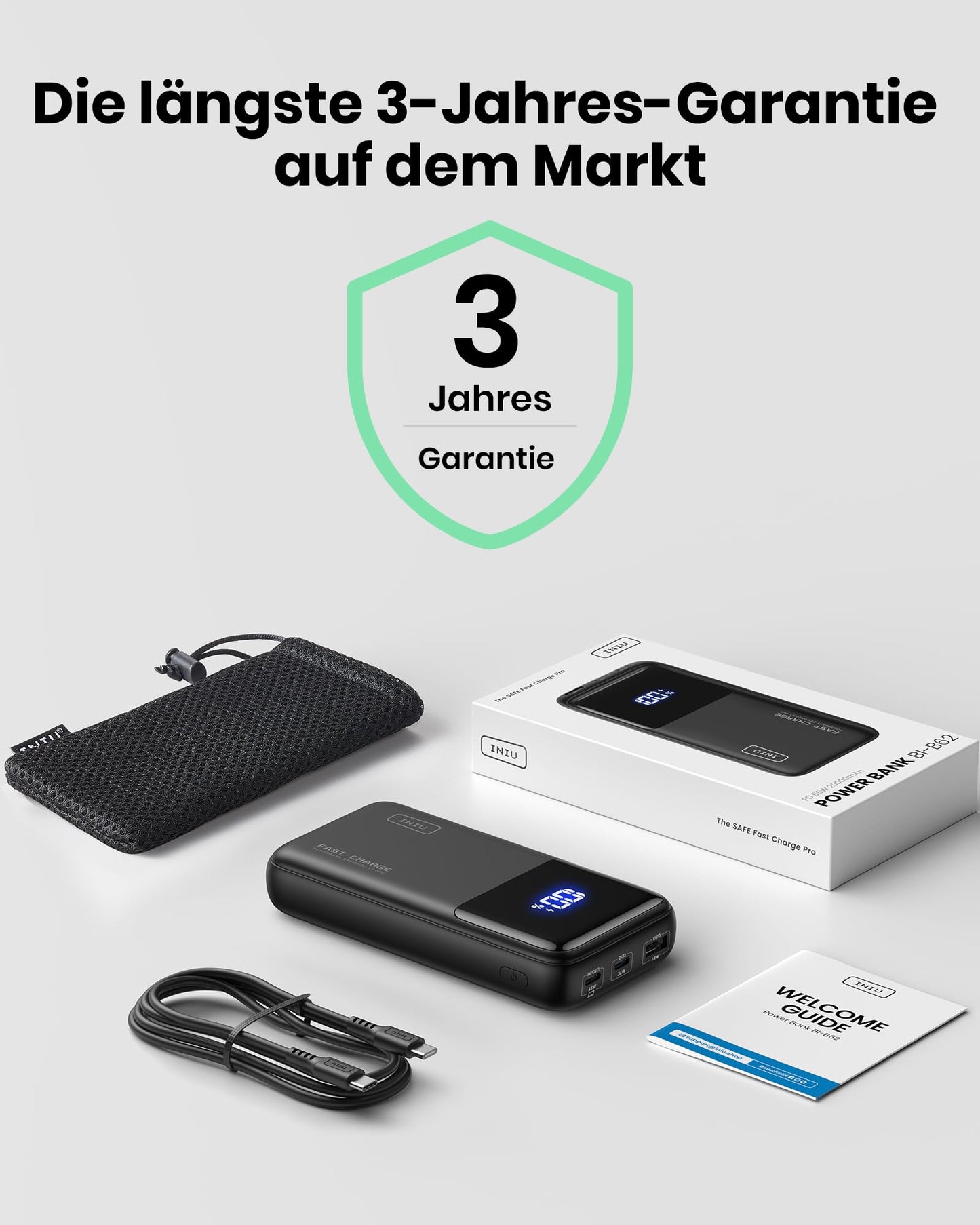 INIU Power Bank, 20000mAh 65W power bank small but powerful for phone & laptop, external portable chargers with USB C input & output, compatible with MacBook Pro, Surface Go, iPad, iPhone 17, 16, 15, 14 Pro Max, plus Steam Deck.