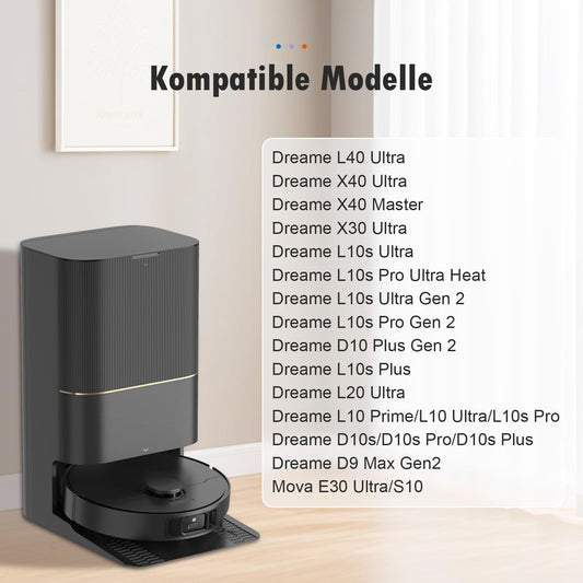 2 main brush accessories for Dreame X40 Ultra / L10s Ultra / L40 Ultra / L10s Ultra Gen 2 / L10s Pro Ultra Heat / D10 Plus Gen 2 robotic vacuum cleaners, rubber brush replacements.