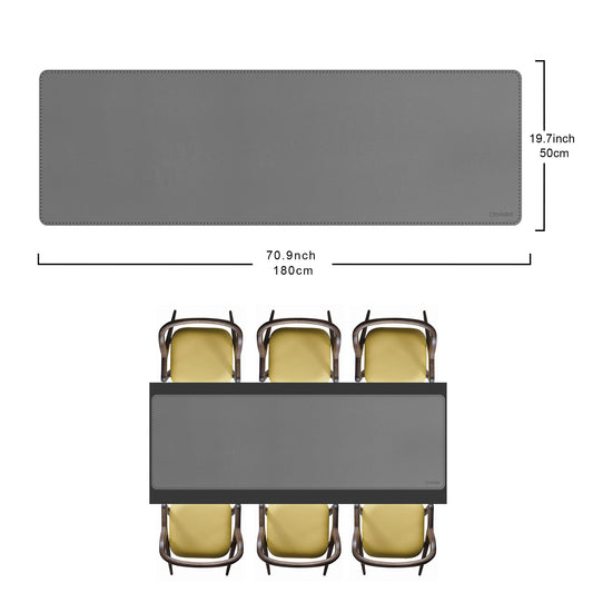 CENNBIE Desk Pad Leather, 180 x 50cm Writing Desk Mat, Large Non-Slip Mouse Pad XXL, Waterproof Desk Pad for Desk, Office, and Home (Gray)