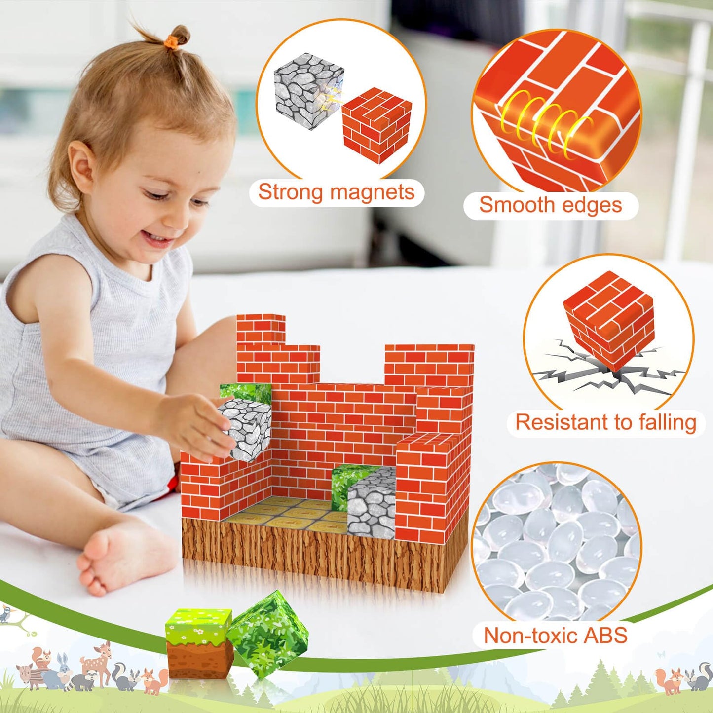 YOTOY Magnetic Building Blocks Build Mine Magnets World Set Magnetic Toy Children's Toy Outdoor Gift for 3-8 Year Old Girls Boys Birthday Toy Child's Toy