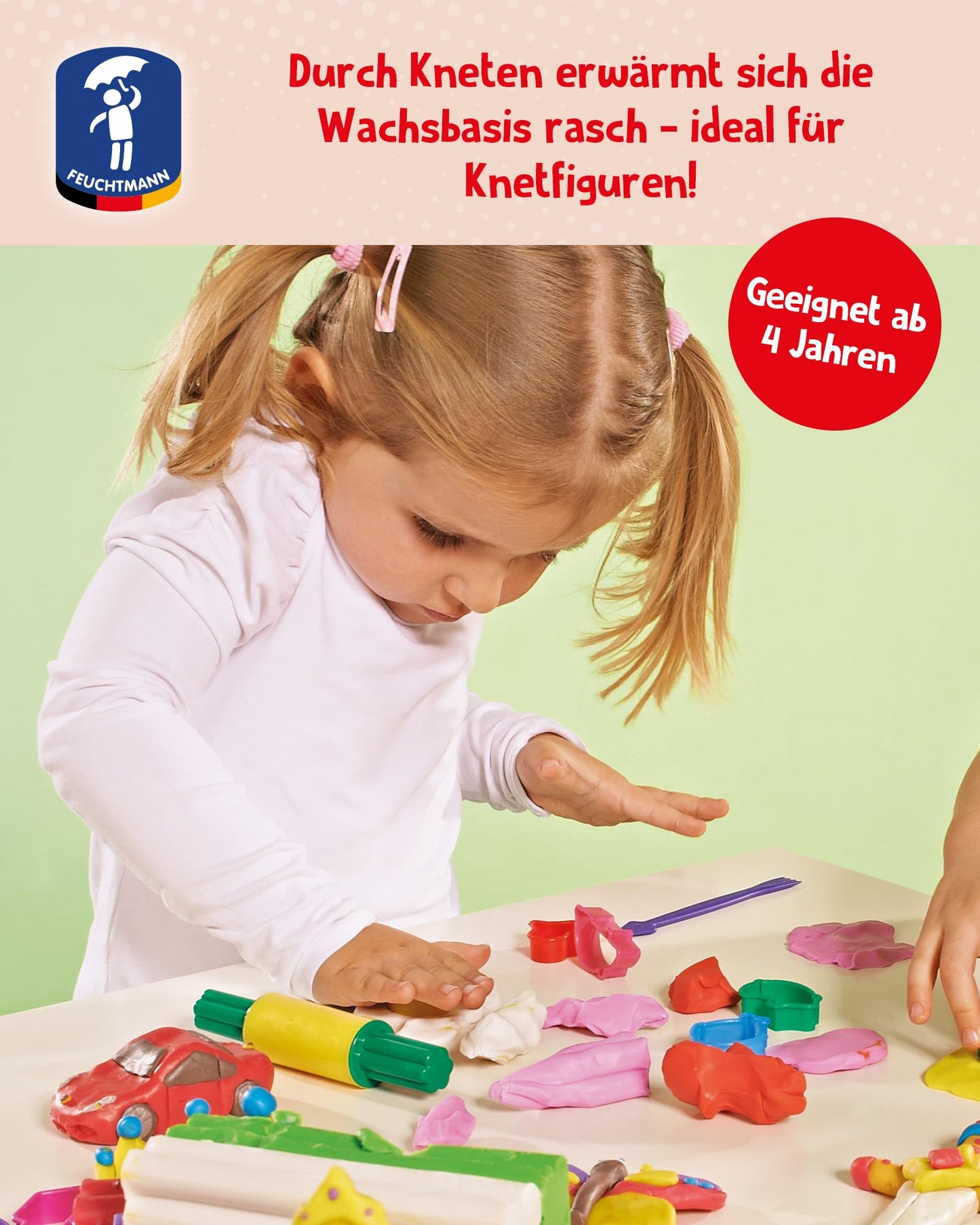 Feuchtmann SCHOOL-DOUGH | EDU Bucket set with 14 x 140g sticks of kids dough | vegan gluten-free playdough | non-drying clay | non-toxic modeling material