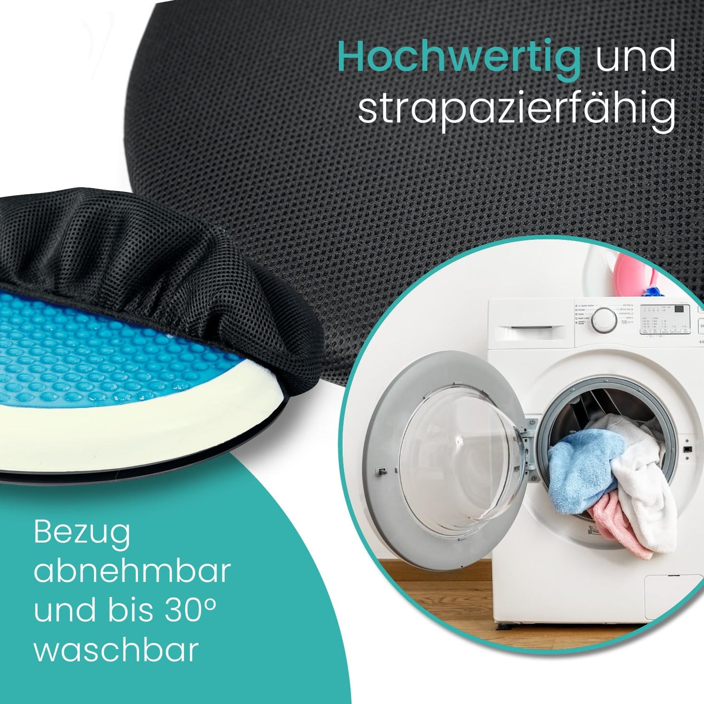 ELONEO swivel cushion with gel for car seat, rotating seat for seniors, helpful for entering/exiting, non-slip, supports up to 150 kg. For car, sofa, armchair, chair (Ø 40, 1 piece).