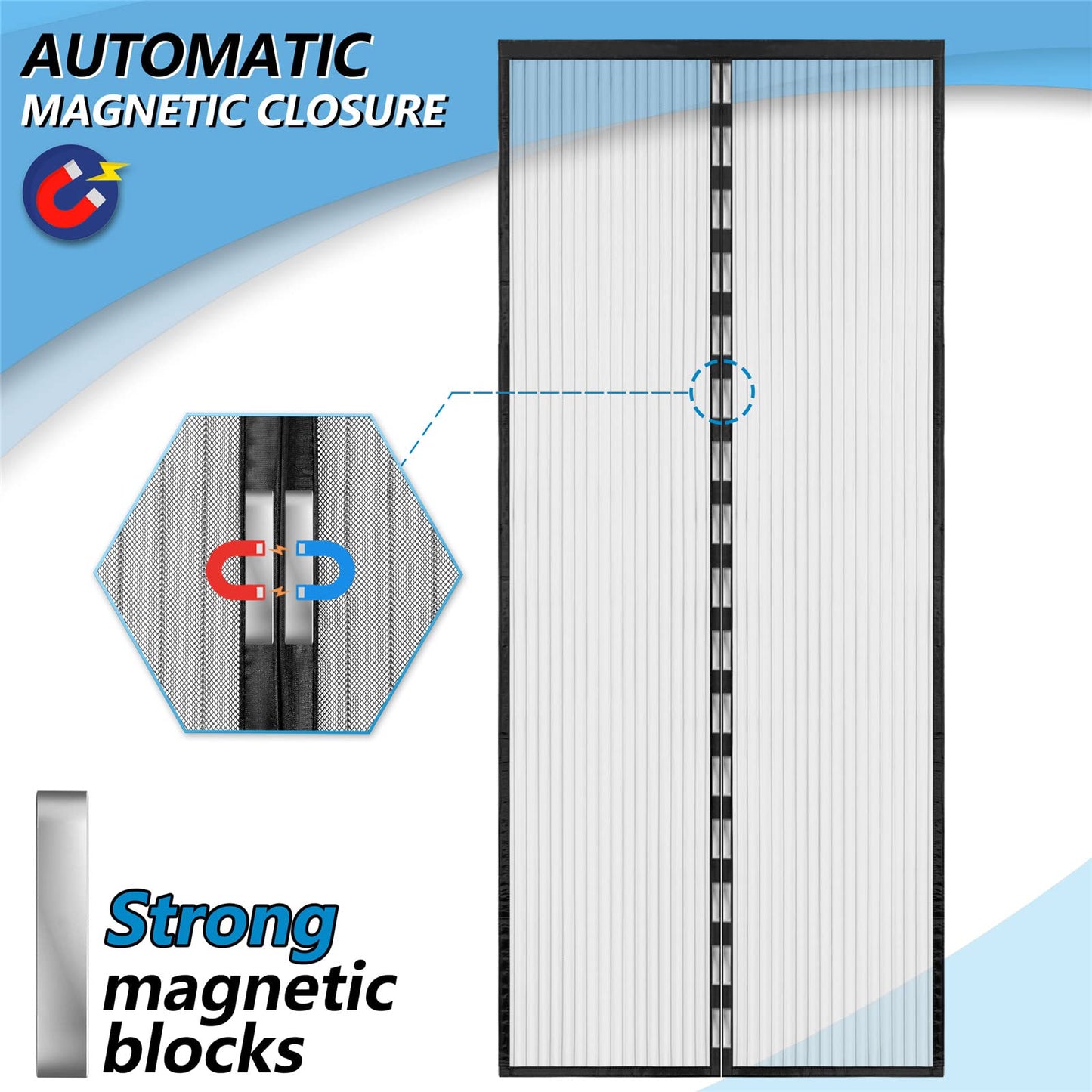 Mesh Screen Door 160x210, SHA2WEN Black Screen Door, Enjoy the summer with your family.