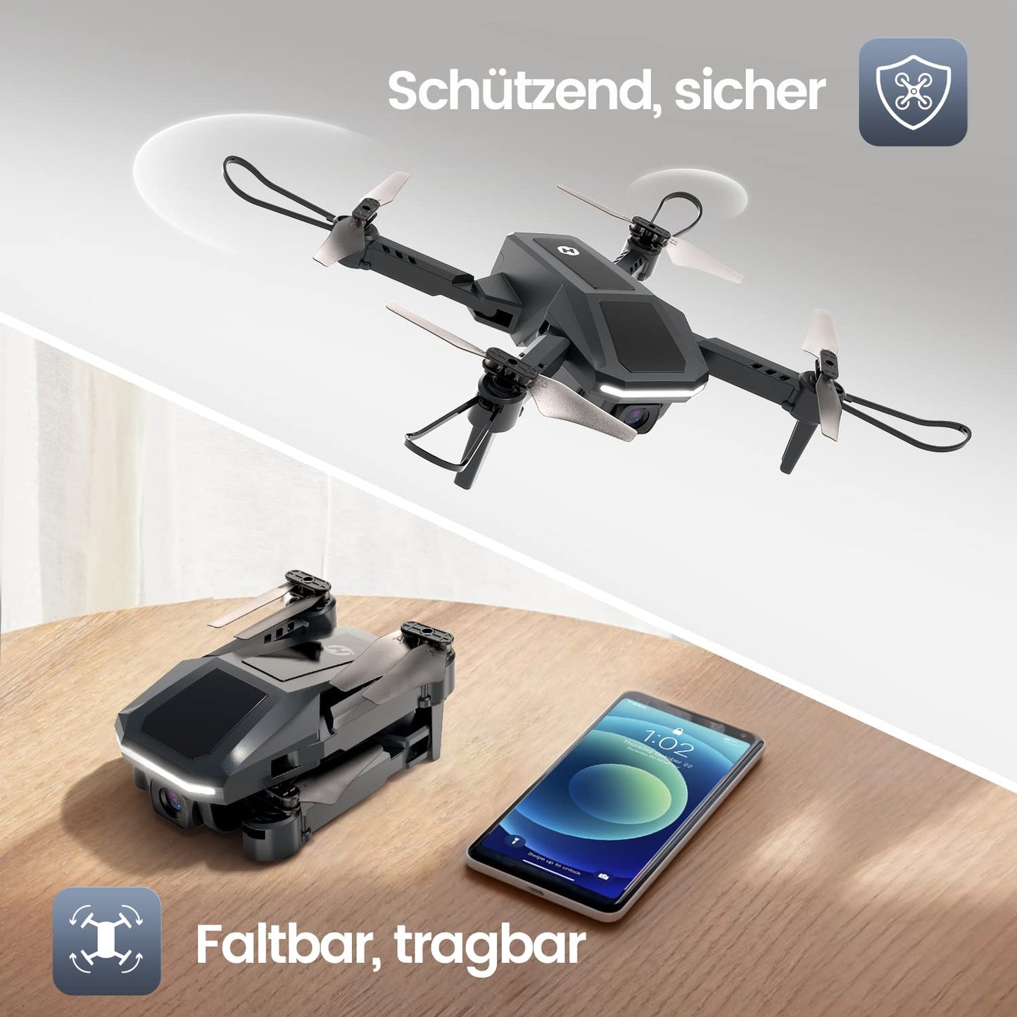 Holy Stone Foldable Mini Drone with 1080P Camera for Kids, RC Quadcopter HS430 with FPV Transmission, Long Flight Time, Altitude Hold, Throw&GO, Camera Drone complete set Gifts for Beginners, C0