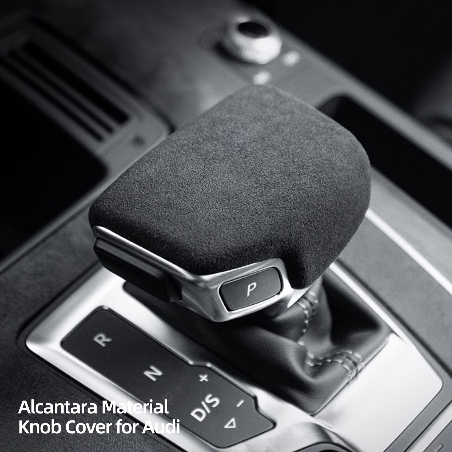 Alfantix gear shift knob cover, Alcantara material, trim for Audi A4 B9 A5 Q5 Q5L A6 Q7 S4 S5 SQ5 (black)
