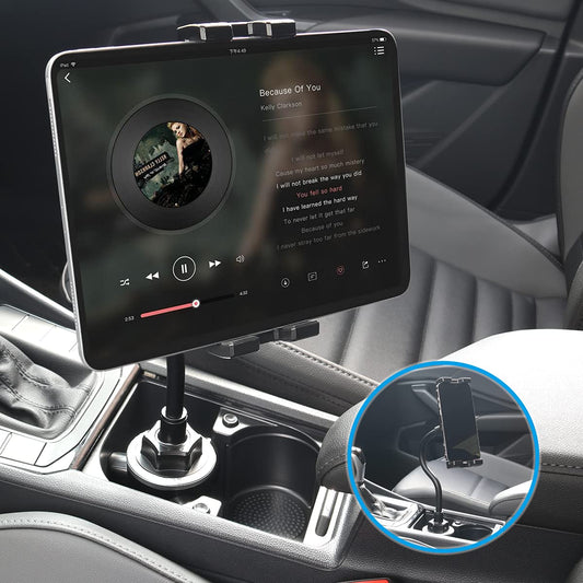 Swan Neck Car Tablet Drink Holder, woleyi Universal Tablet Drink Holder for Car, Truck, Treadmill, Spinning Bike, for iPad Pro 12.9 Air Mini, Galaxy Tabs, iPhone More 4-13" Phone and Tablets