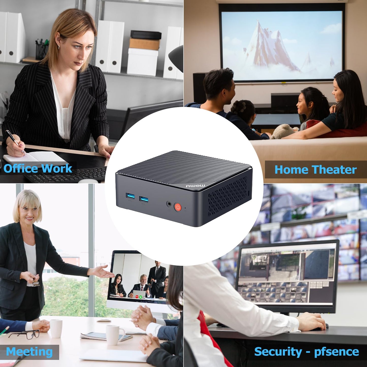 AWOW Mini PC W-11 Pro Gen12 N100 with Quad Core 3.40 GHz, 16 GB DDR4 512 GB M.2 SSD. This Mini Desktop Computer features Dual Display with HDMI DP 4K@60 Hz, RJ45 1000Mbps Gigabit Ethernet, and WiFi5.