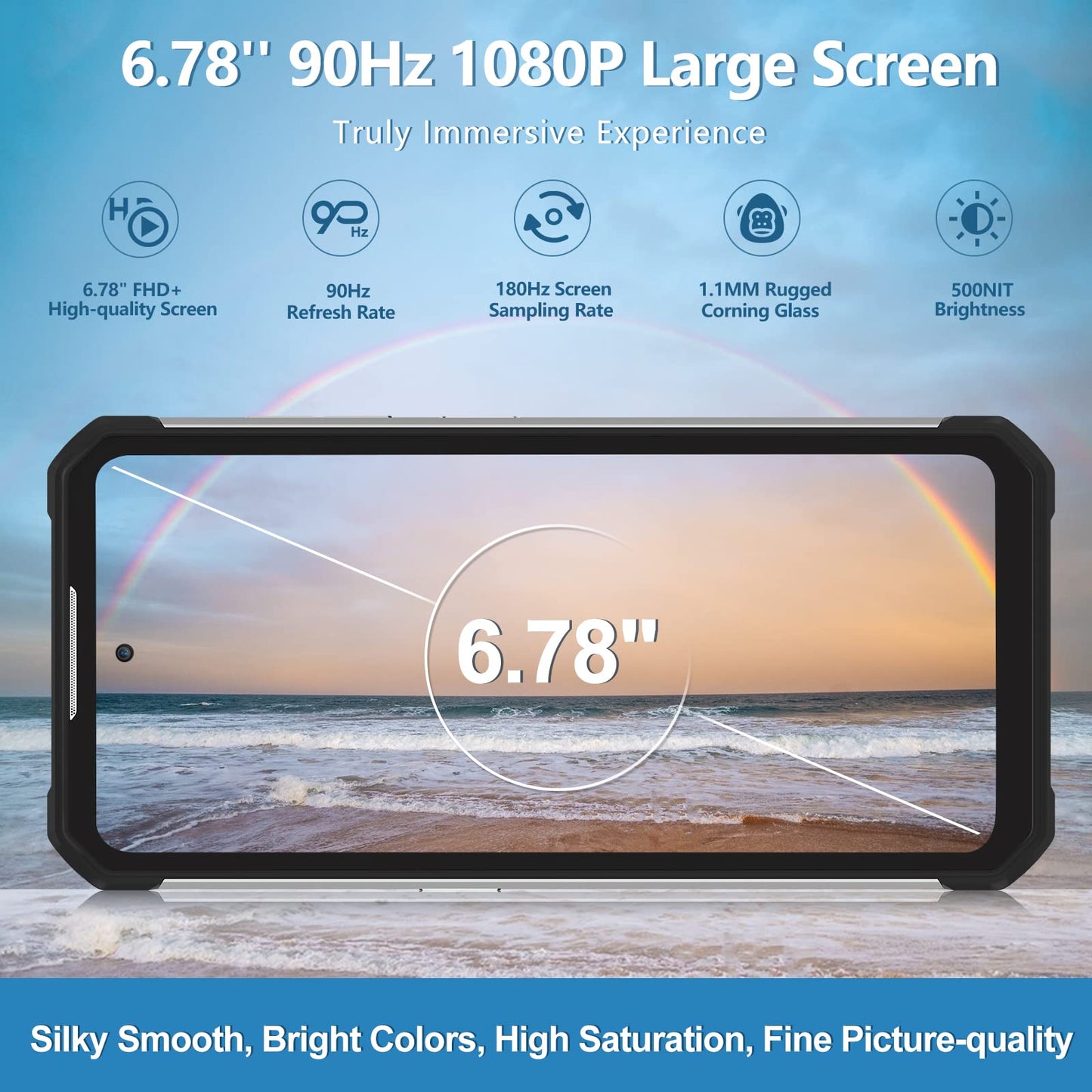 OUKITEL WP17 Outdoor Smartphone, 8300mAh outdoor mobile phone with 128GB + 8GB, 90Hz 6.78" FHD+ display, Helio G95 game chip, 64MP + 20MP camera, 18W fast charging, Android 11, NFC, OTG, dual 4G.