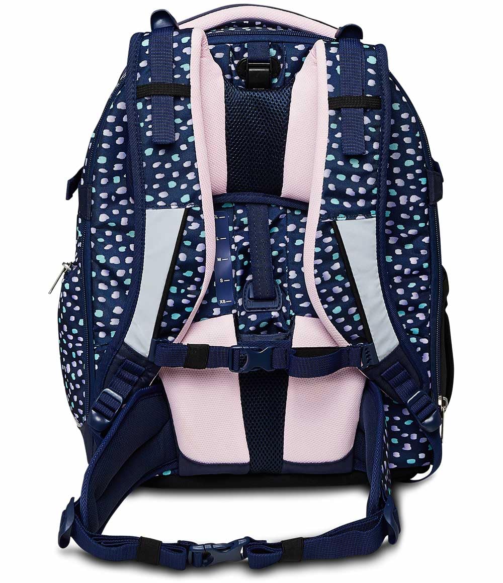 Seven school backpack: ergonomic & expandable, with multiple compartments, school bag for girls & boys; sustainable fabric, with height adjustment system, perfect for high school & school, UPDOWN TWICE CHARMING PATCH