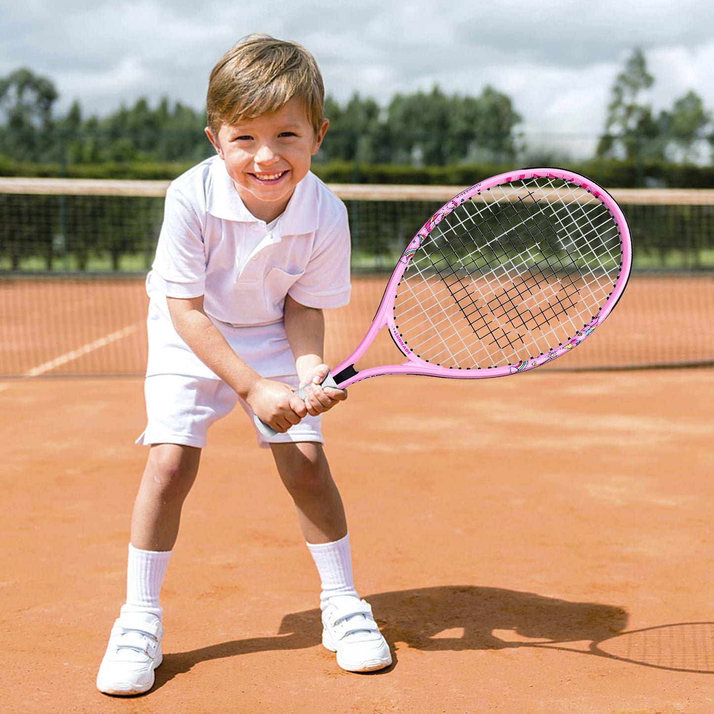 LUNNADE Kids Junior Tennis Racket, 19/21/23/25 inch youth tennis racket with cover, suitable for beginner boys and girls aged 3-12.