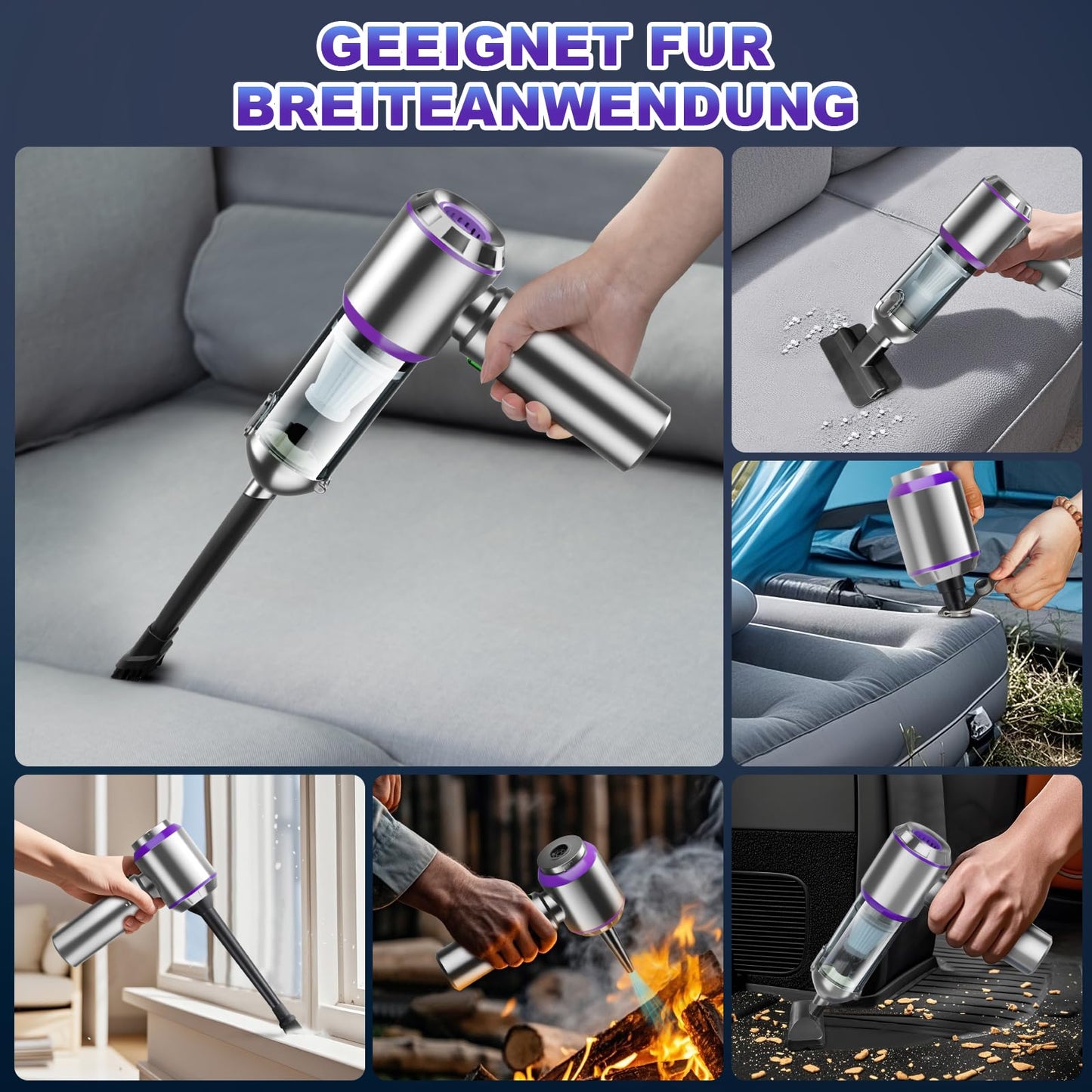 Handheld vacuum cleaner battery, 4-in-1 handheld vacuum cleaner, cordless handheld vacuum cleaner, 22000PA car vacuum cleaner battery winner, 3-speed 200000 RPM mini vacuum cleaner for car, kitchen, PC, sofa, office & pet hair cleaning.