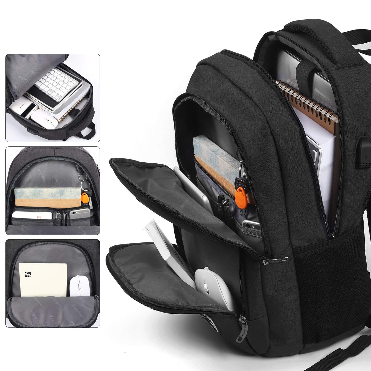 YAMTION backpack for men and women, school bag for boys and girls, teenager laptop backpack for college, school, work, and study.